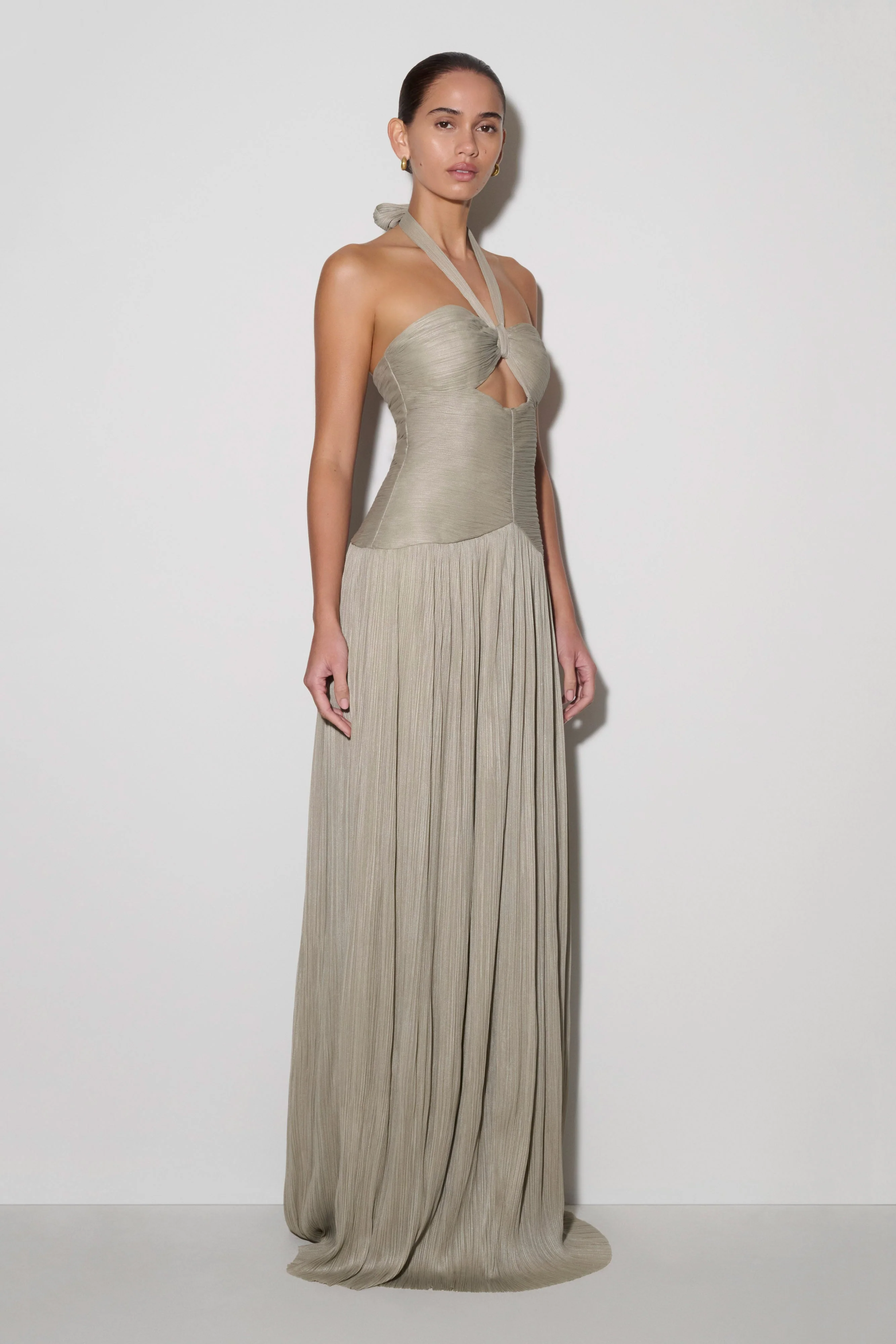 Juliette Pleated Chiffon Maxi Dress - Silver - Image 3