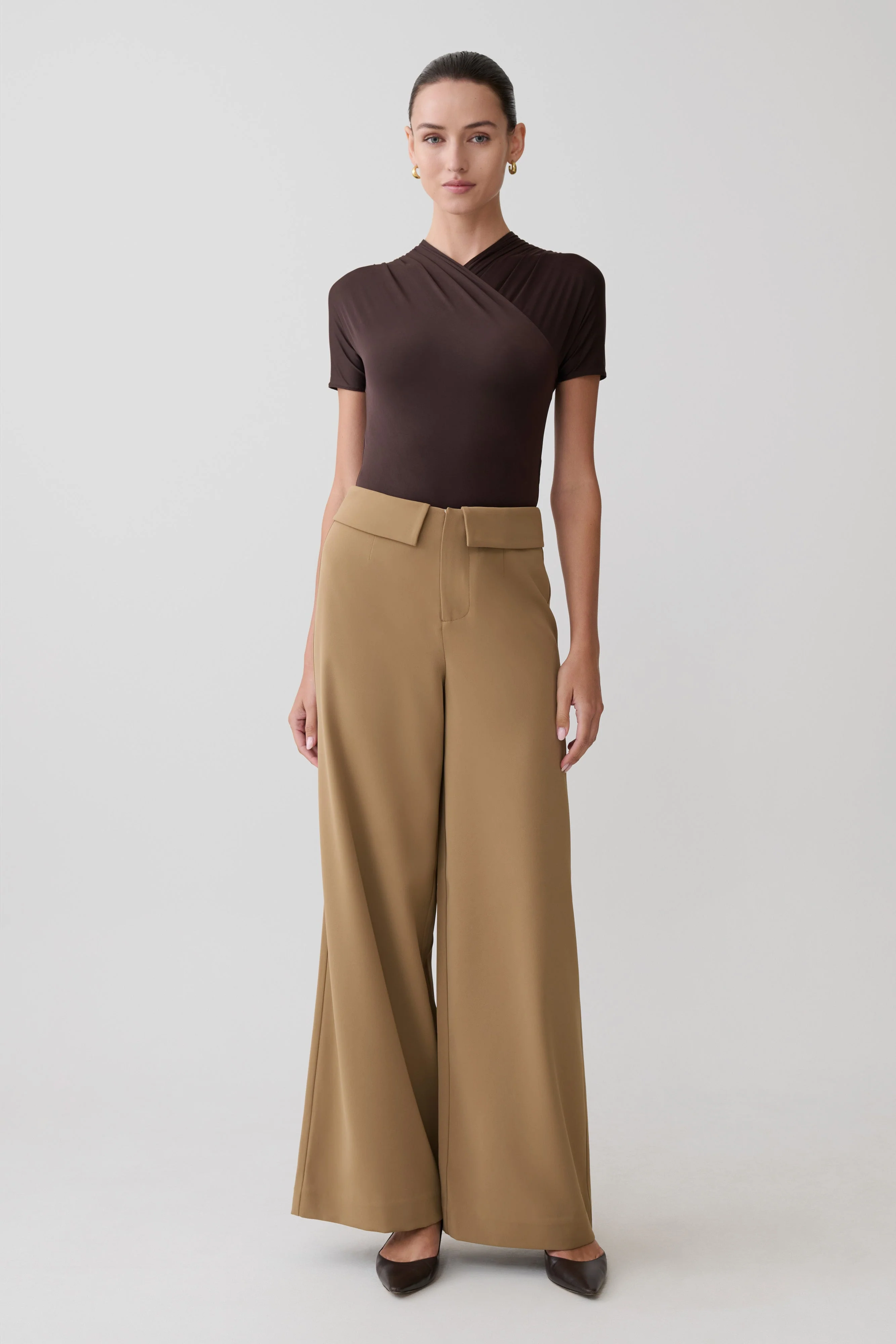 Junie Shortsleeve Cross-Over Bodysuit - Chocolate - Image 10