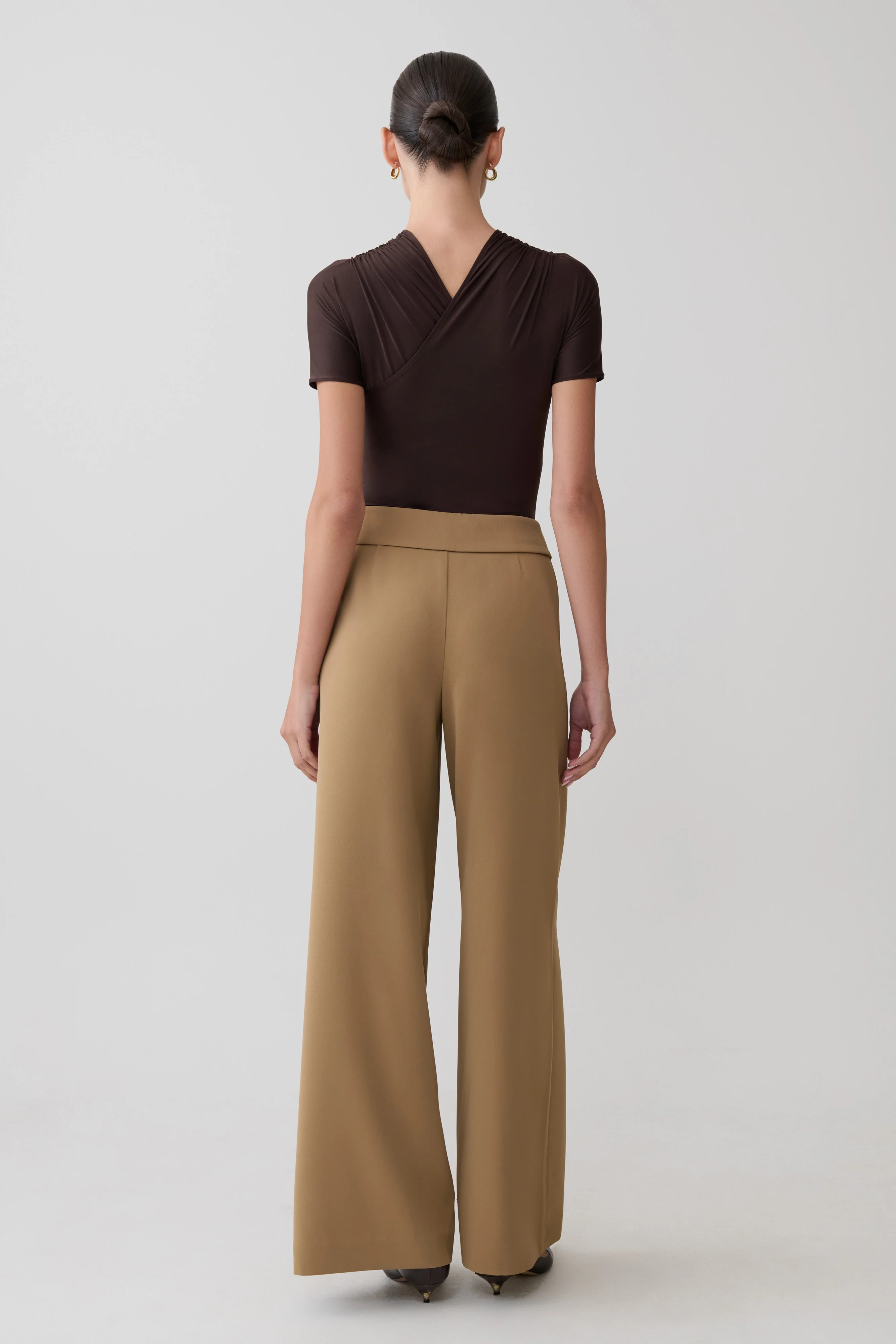 Junie Shortsleeve Cross-Over Bodysuit - Chocolate - Image 8