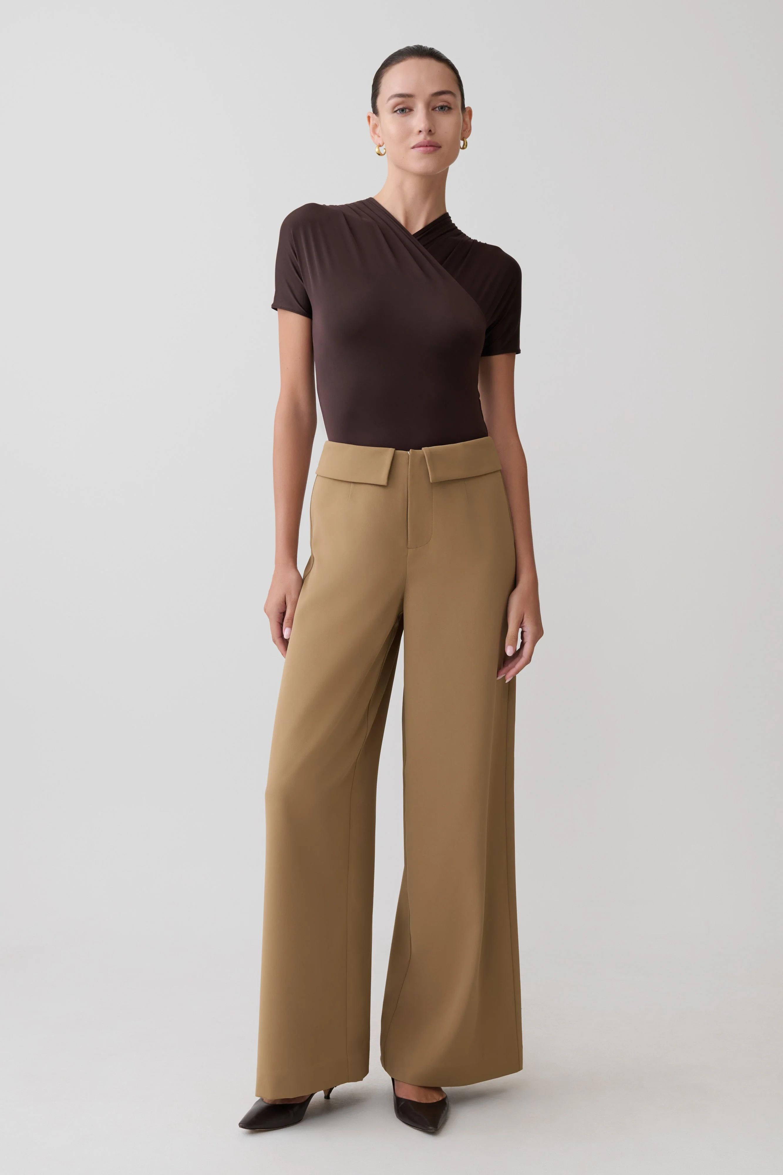 Junie Shortsleeve Cross-Over Bodysuit - Chocolate - Image 9