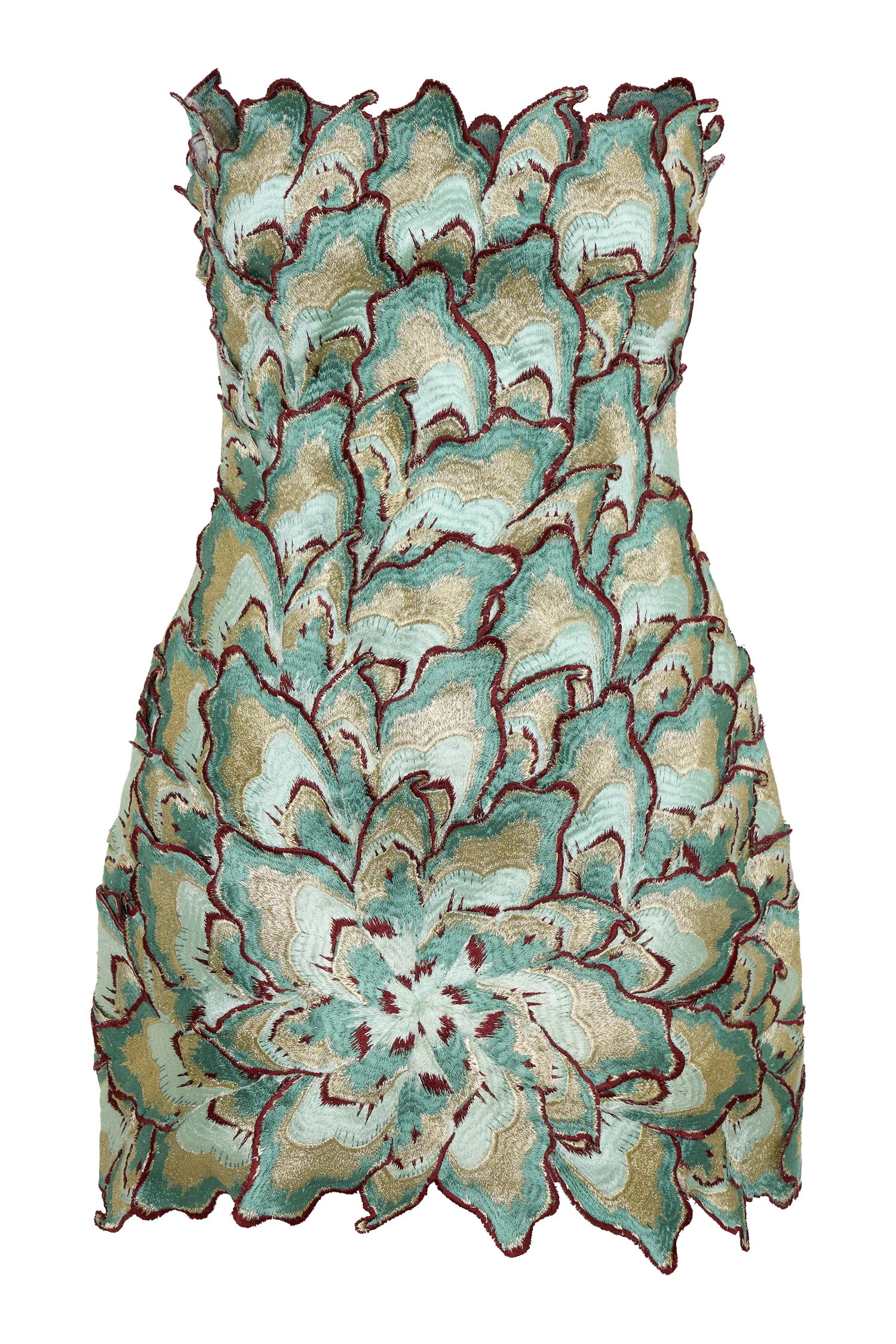 Juniper Hand Embroidered Floral Mini Dress - Gold/Teal - Image 10