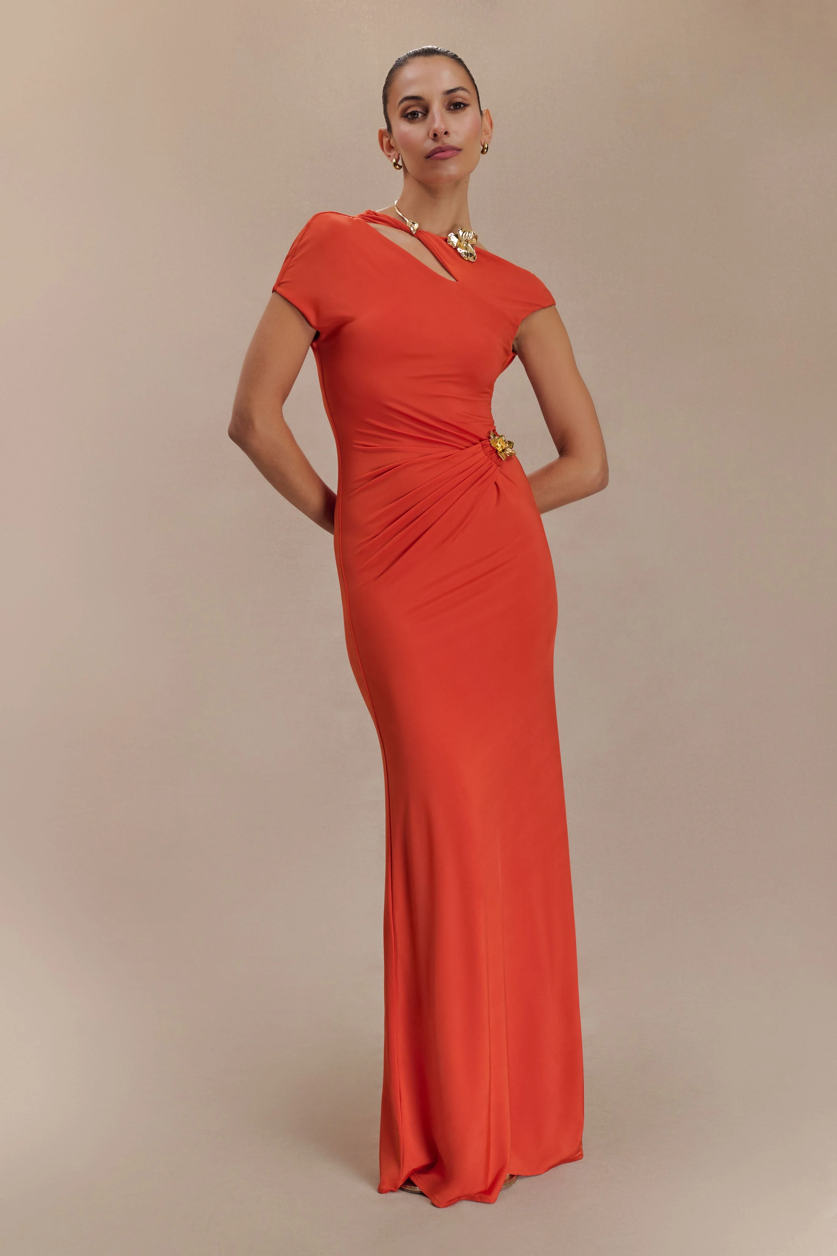 Kaida Slinky Maxi Dress With Hardware - Burnt Orange - Image 5
