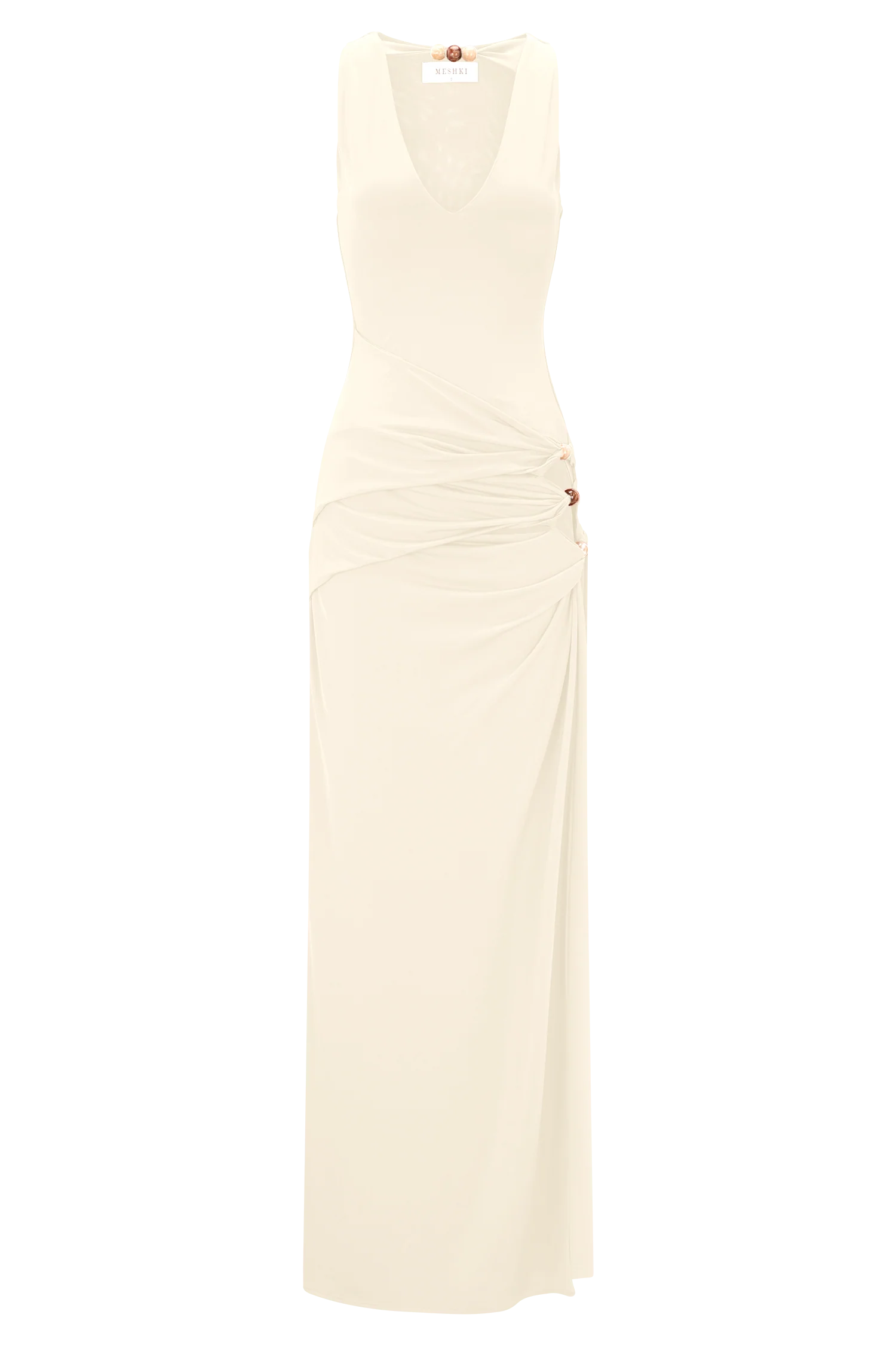 Kaiden Slinky Beaded Maxi Dress - Ivory - Image 8