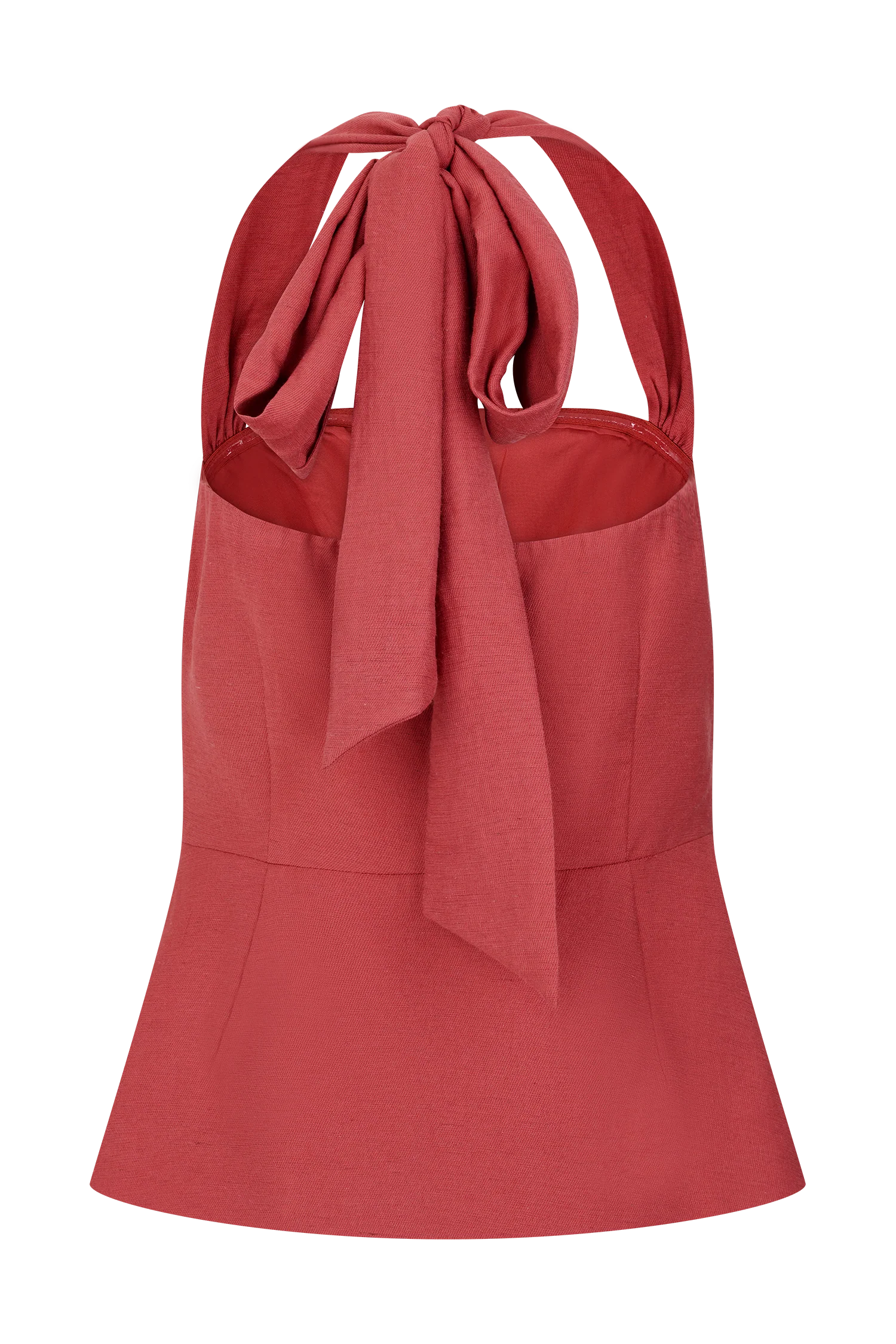 Kallie Linen Peplum Halter Top - Burnt Rose - Image 8