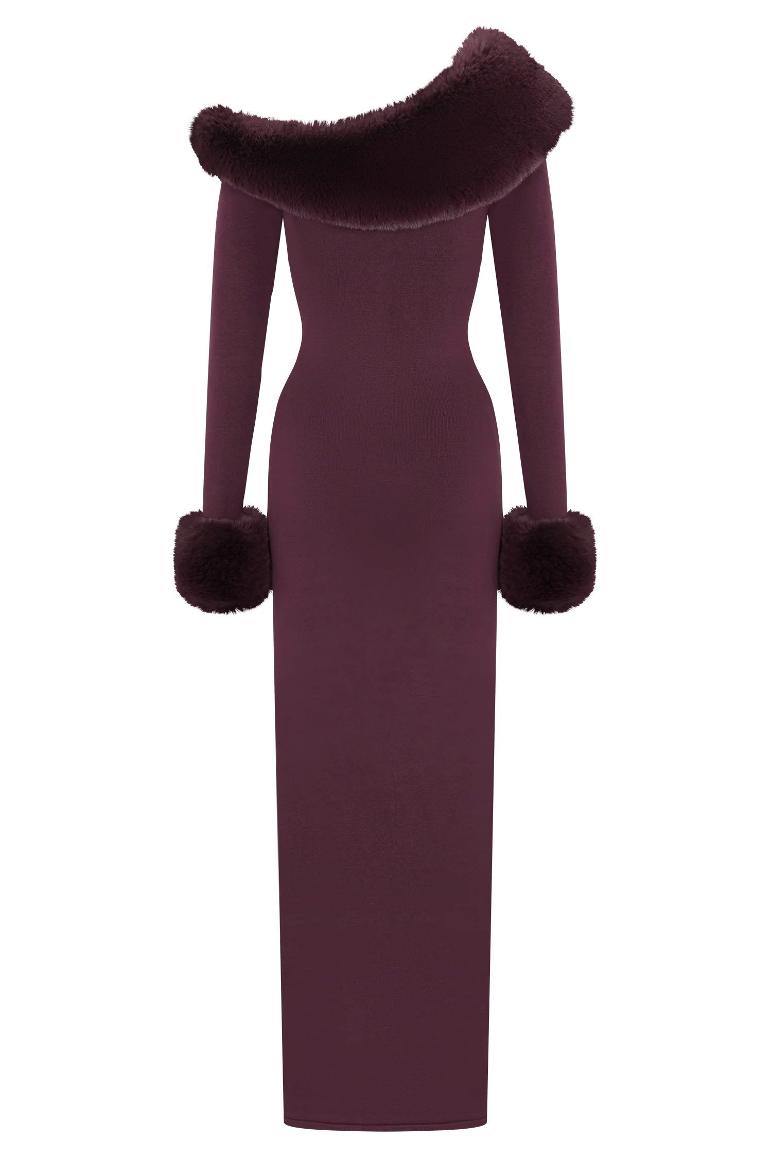 Karleigh Faux Fur Knit Maxi Dress - Plum - Image 8