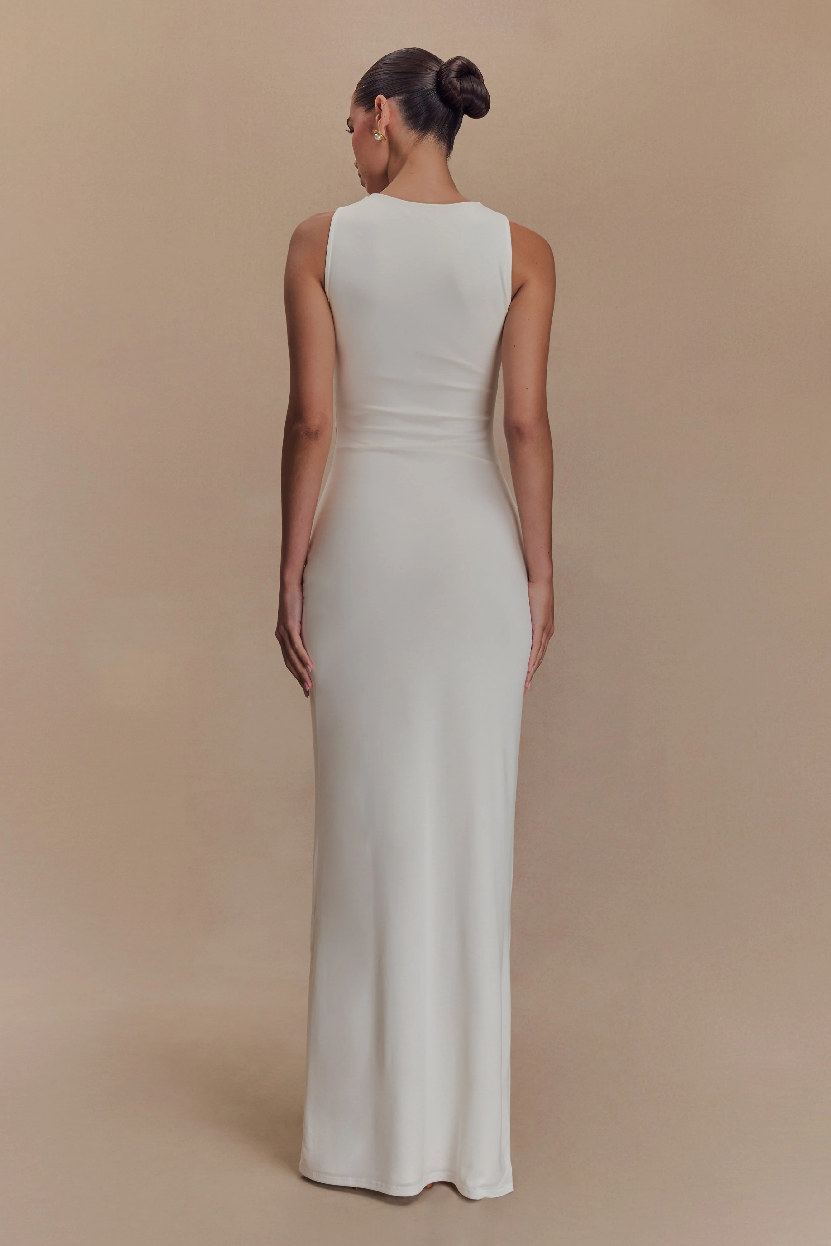 Kassidy Peached Jersey Maxi Dress - Ivory - Image 2