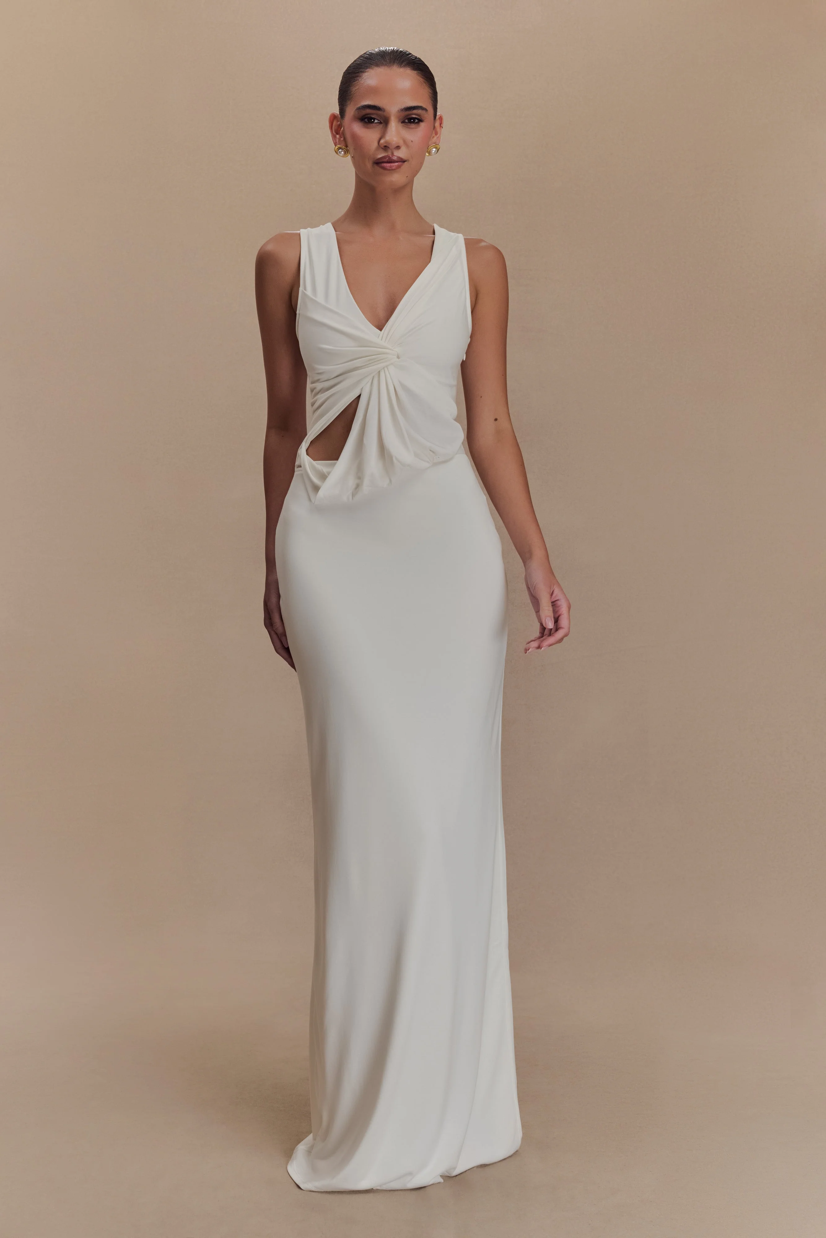 Kassidy Peached Jersey Maxi Dress - Ivory - Image 5