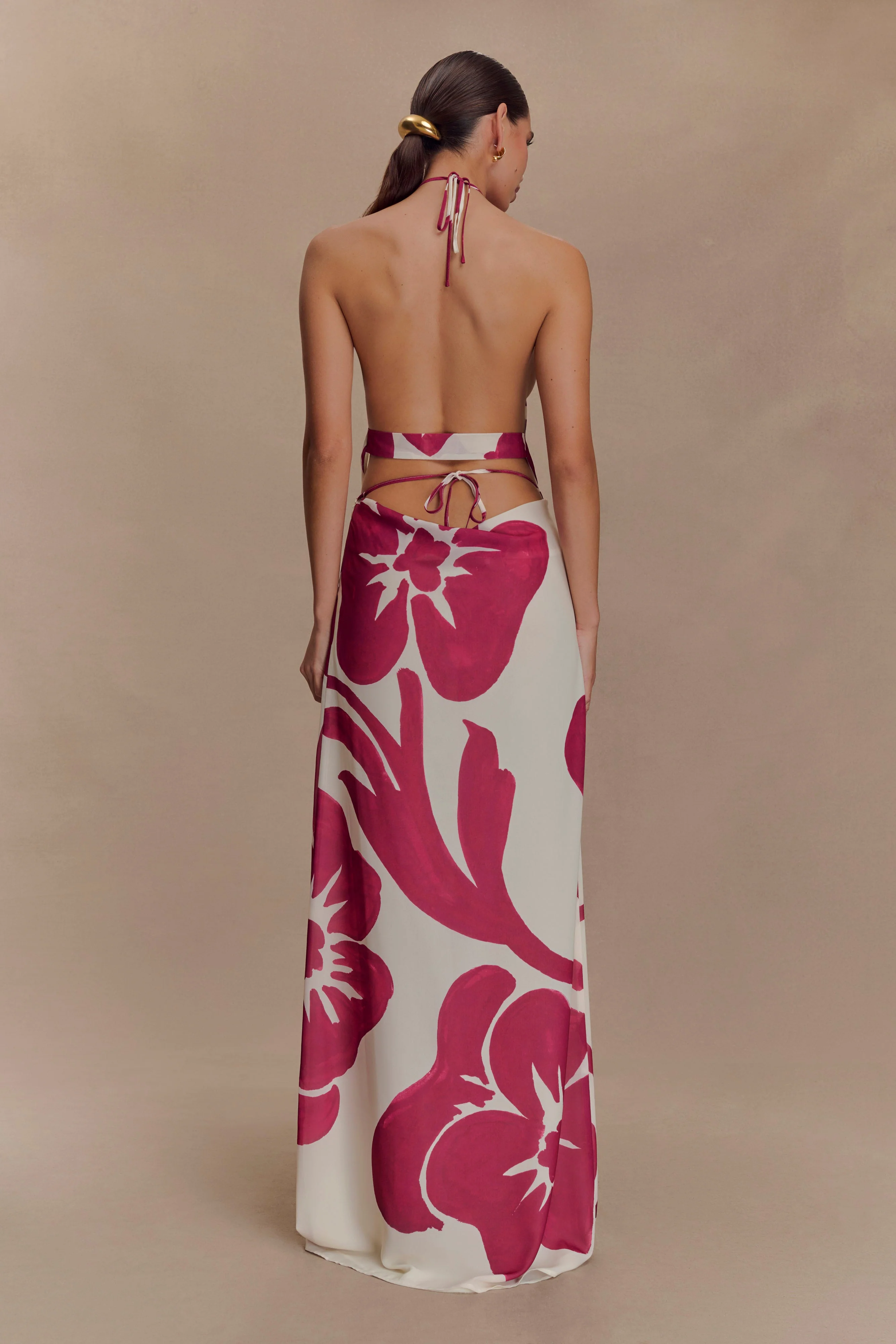 Katalina Chiffon Maxi Skirt - Red Deco Fleur Print - Image 5