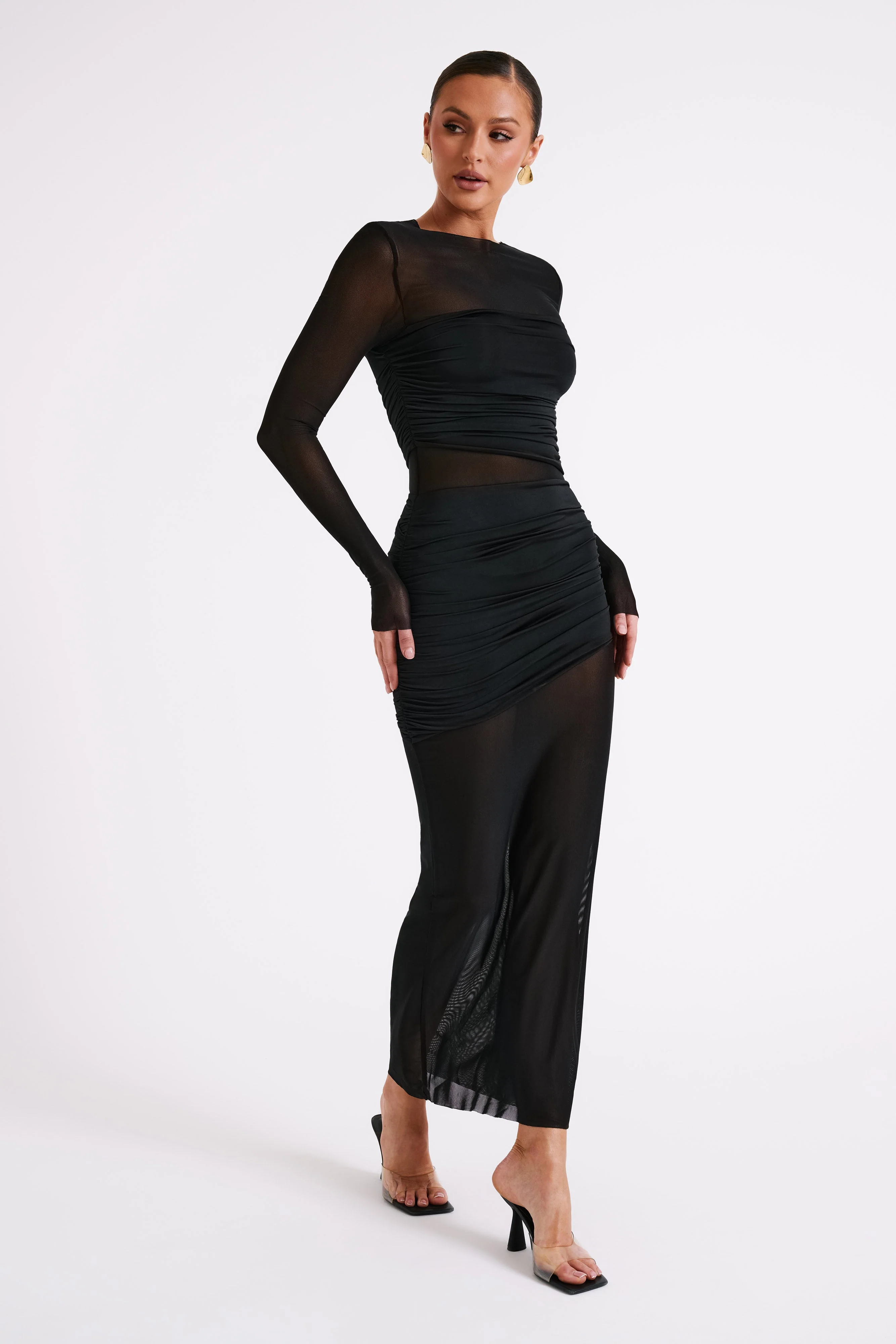 Kate Mesh And Nylon Maxi Dress - Black - Image 4