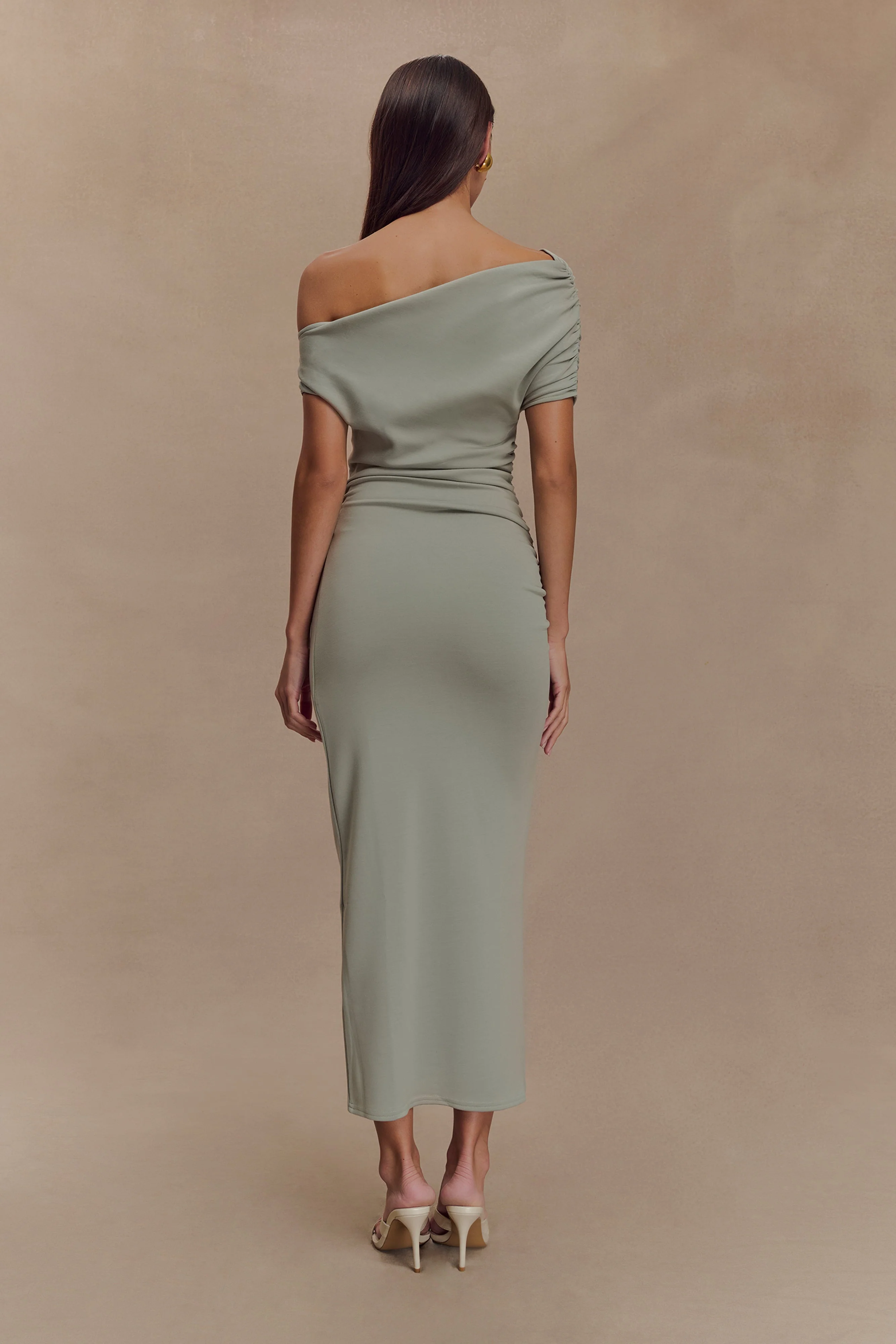 Kendra Scuba Jersey Midi Dress With Hardware - Sage - Image 2
