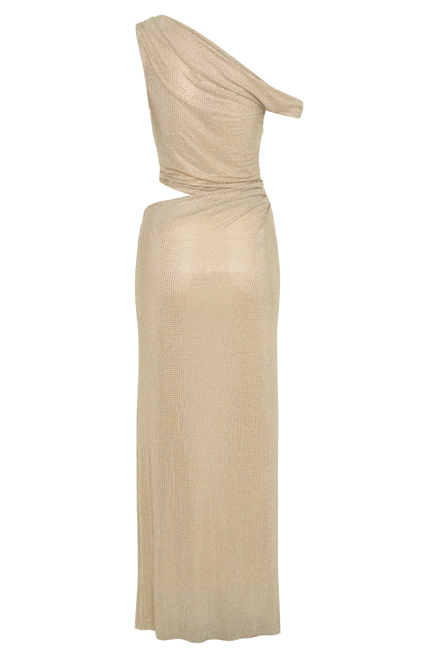 Kenny Diamante One Shoulder Maxi Dress - Gold - Image 9