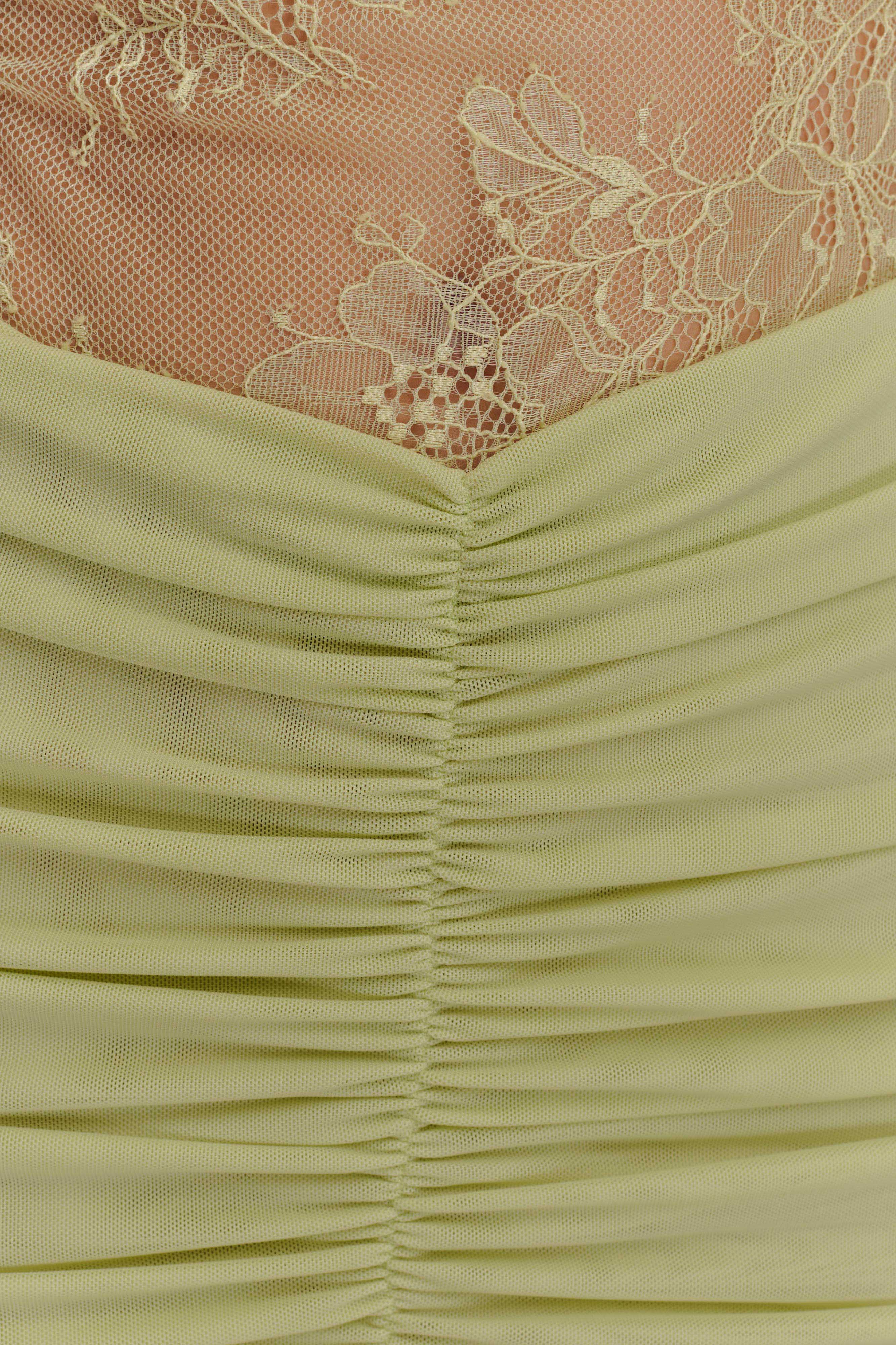 Khadijah Lace And Mesh Maxi Dress - Sage - Image 6