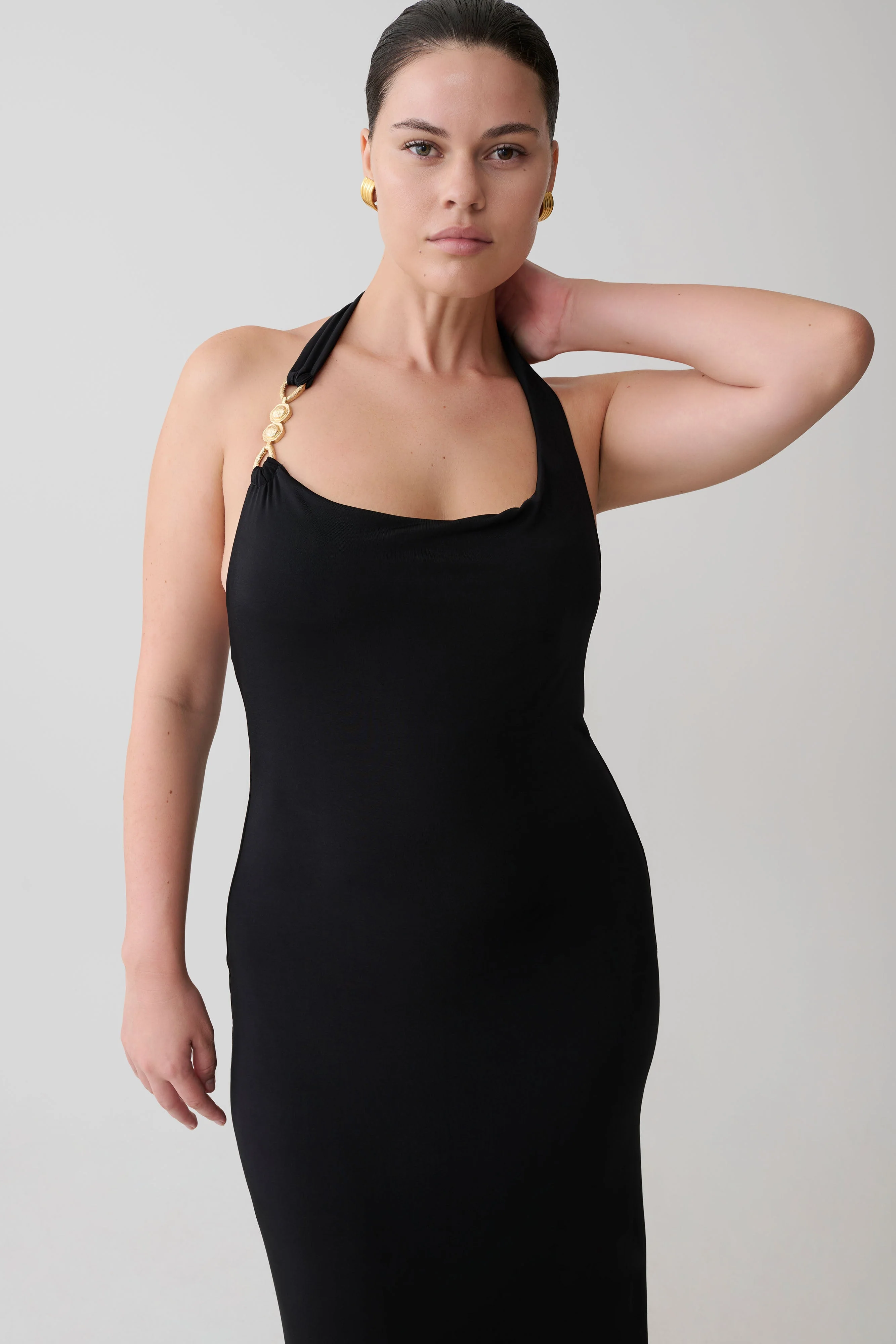 Khanh Slinky Halter Maxi Dress - Black - Image 7