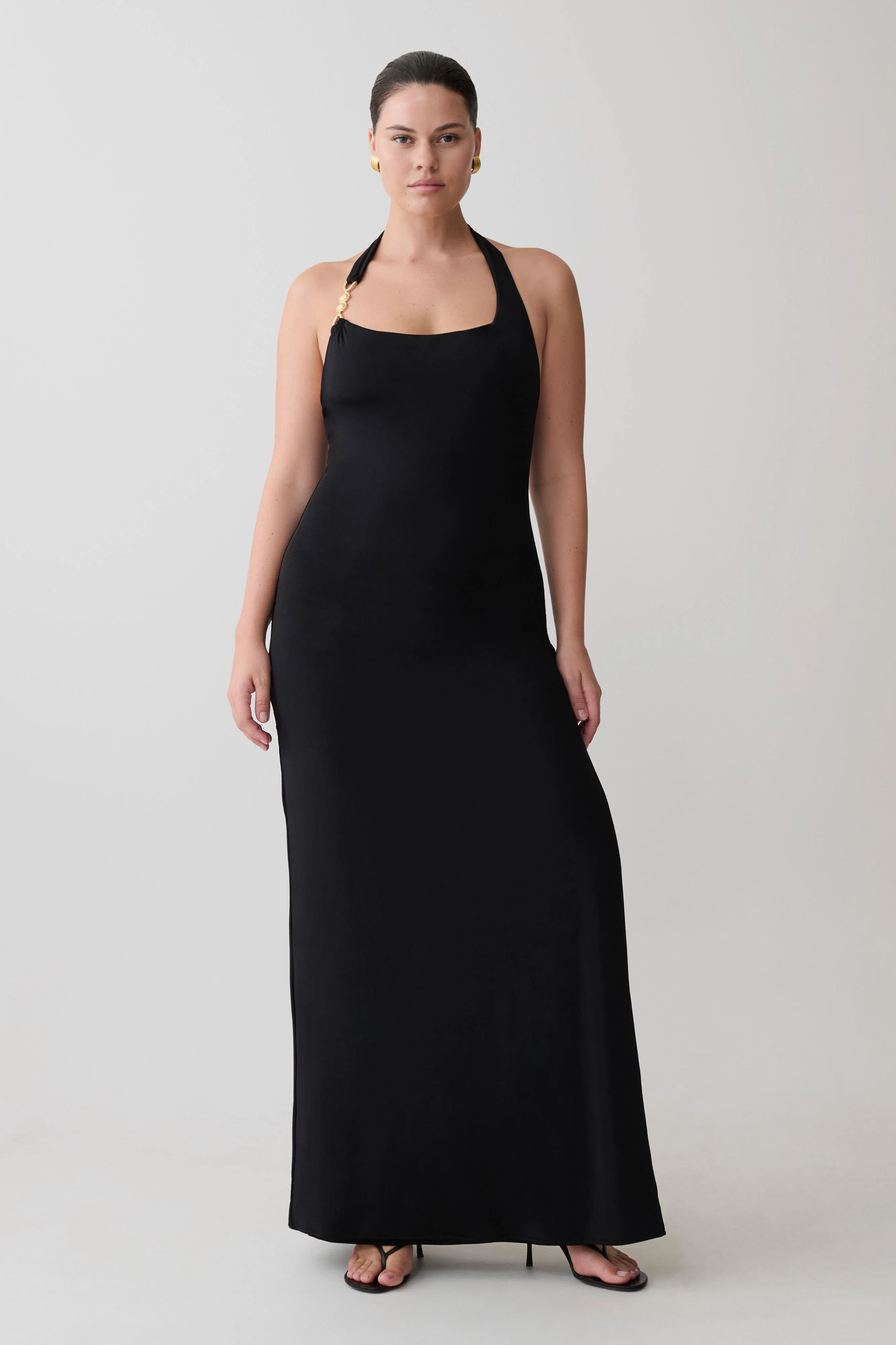 Khanh Slinky Halter Maxi Dress - Black - Image 8
