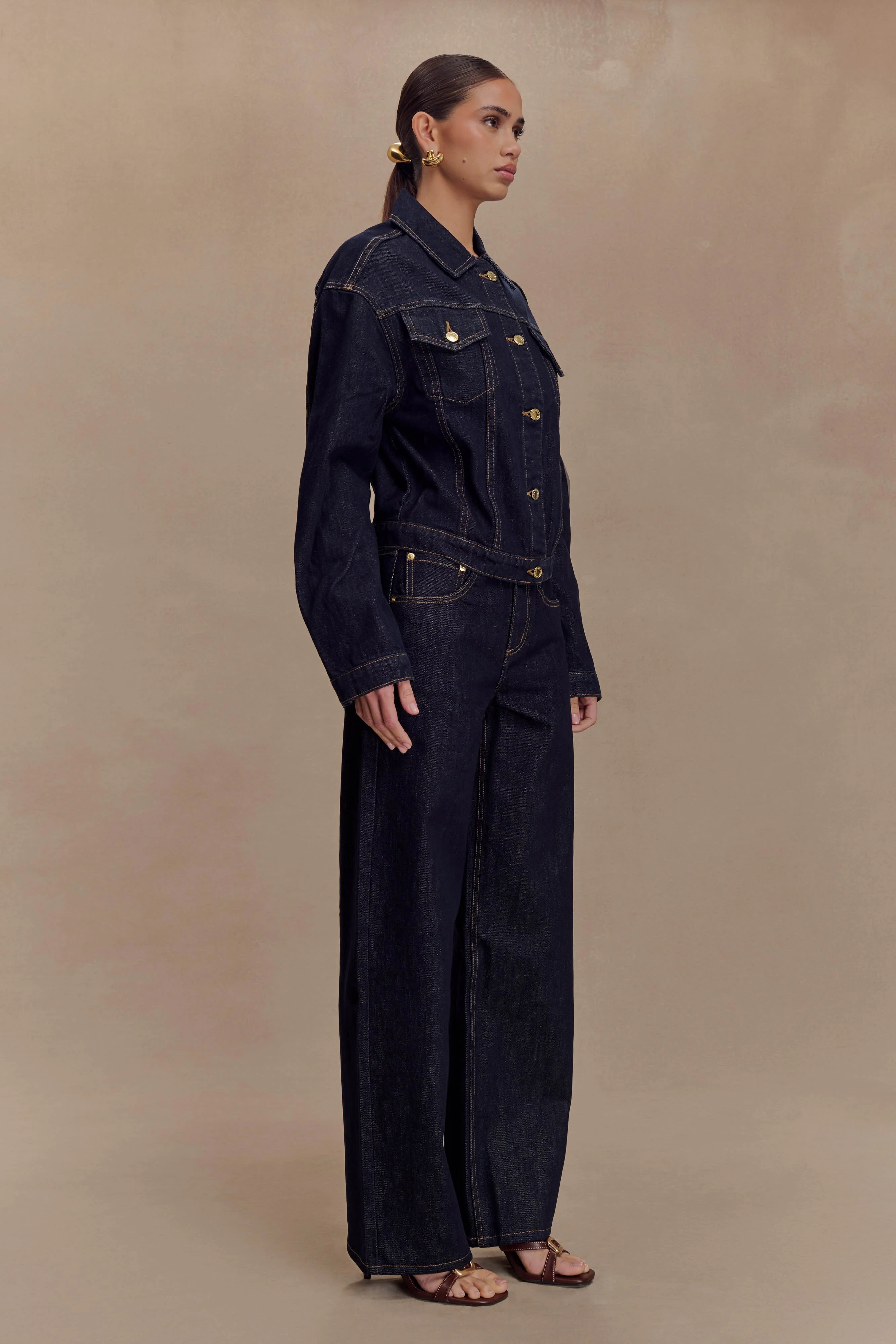 Kirra Cinched Denim Jacket - Washed Indigo Blue - Image 6