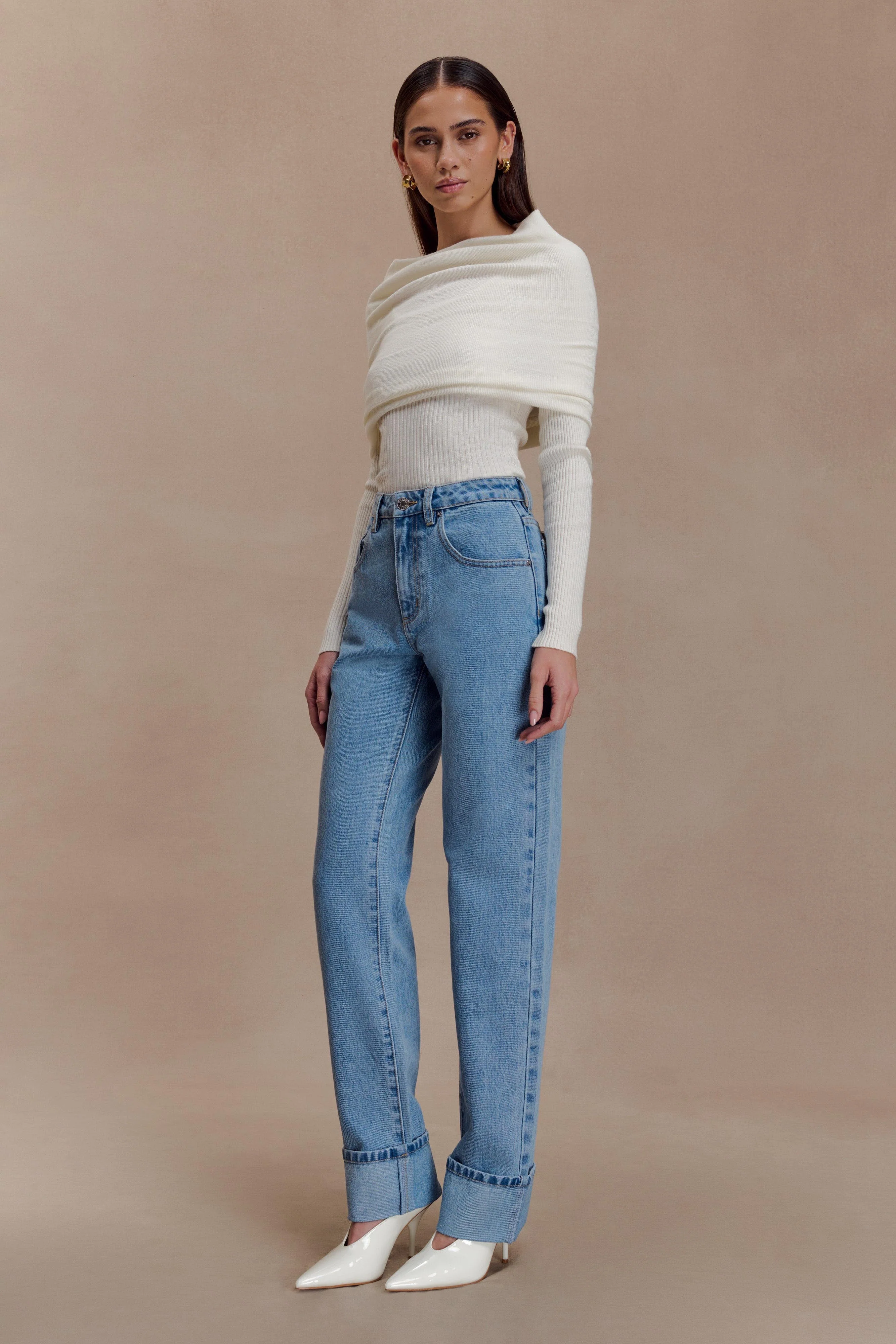 Kirralee Straight Leg Cuffed Jeans - Classic Blue - Image 3
