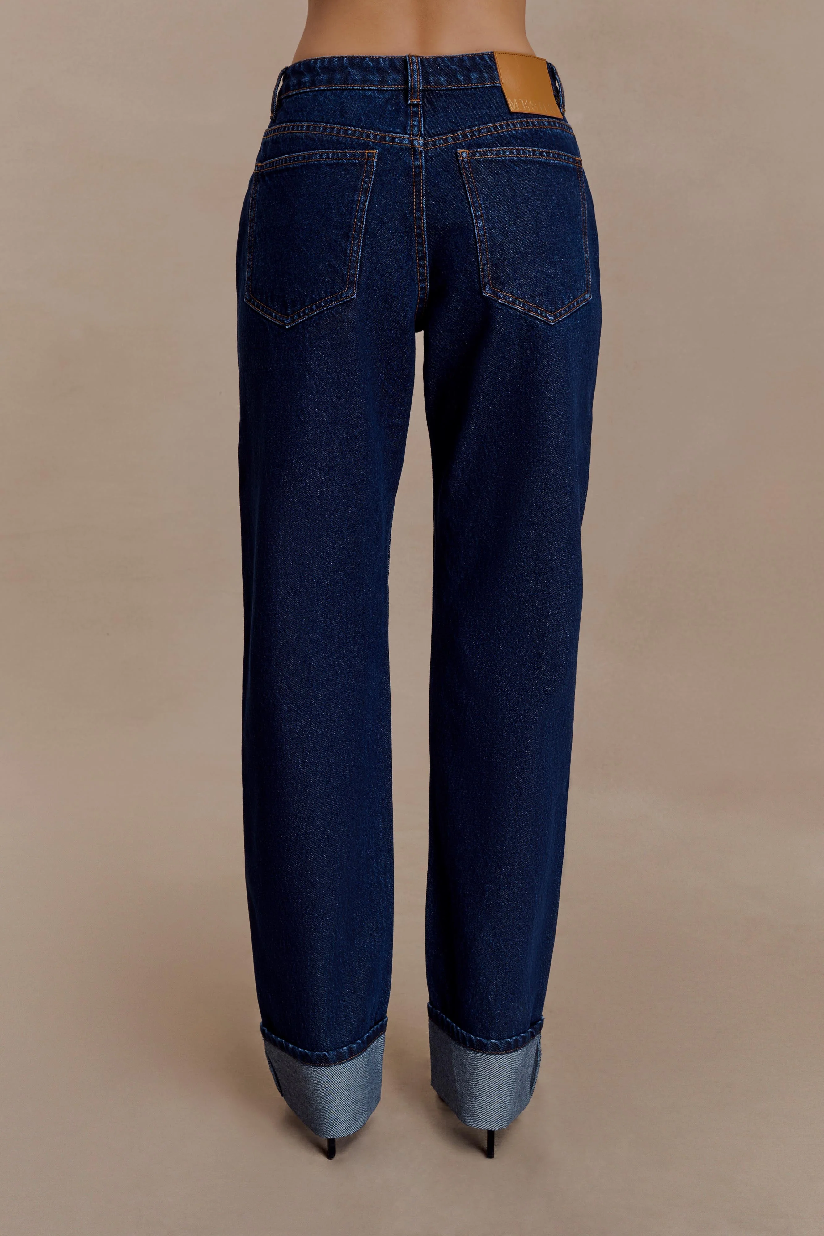 Kirralee Straight Leg Cuffed Jeans - Indigo Blue - Image 5