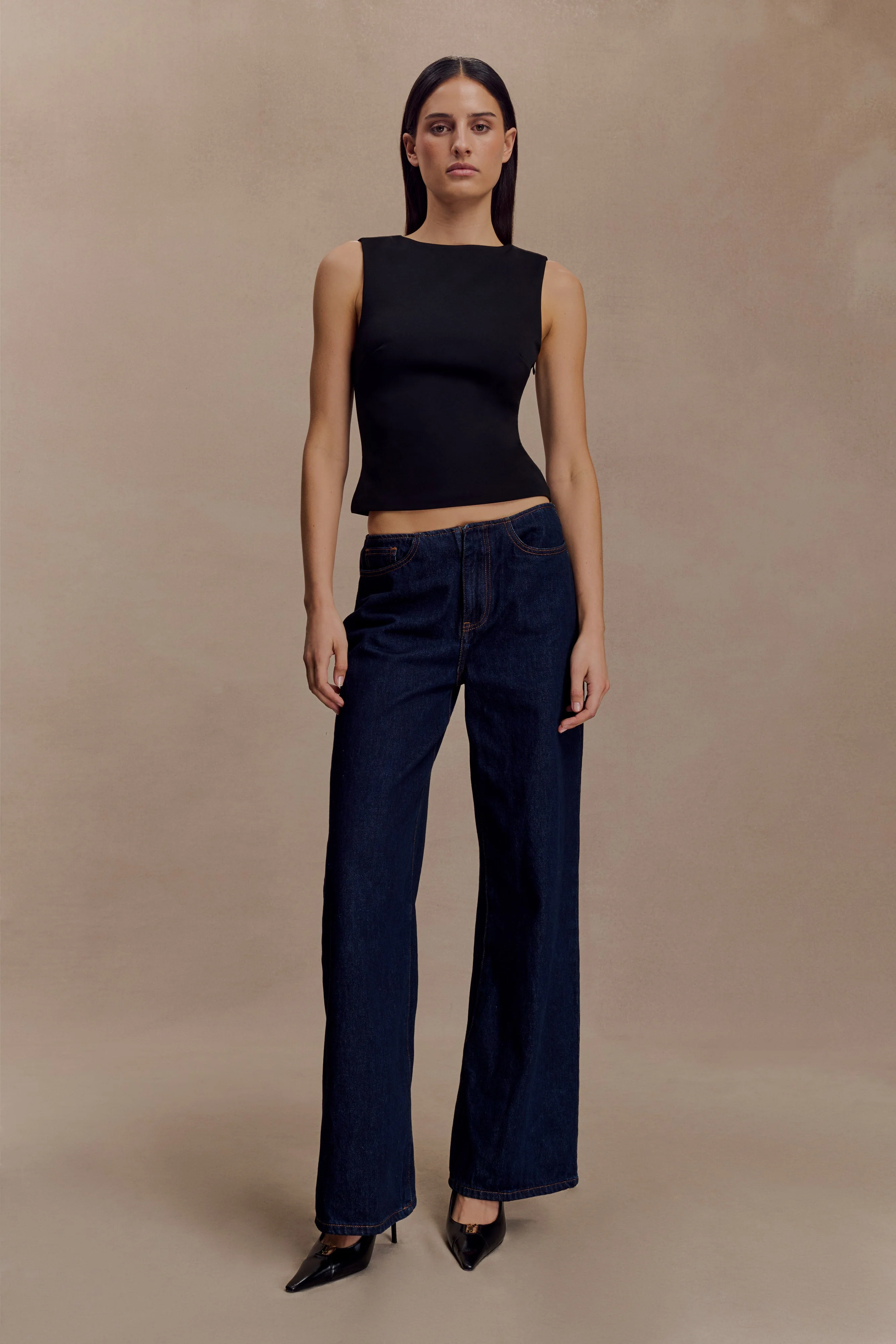 Kyra Open Back Scuba Crepe Top - Black - Image 8