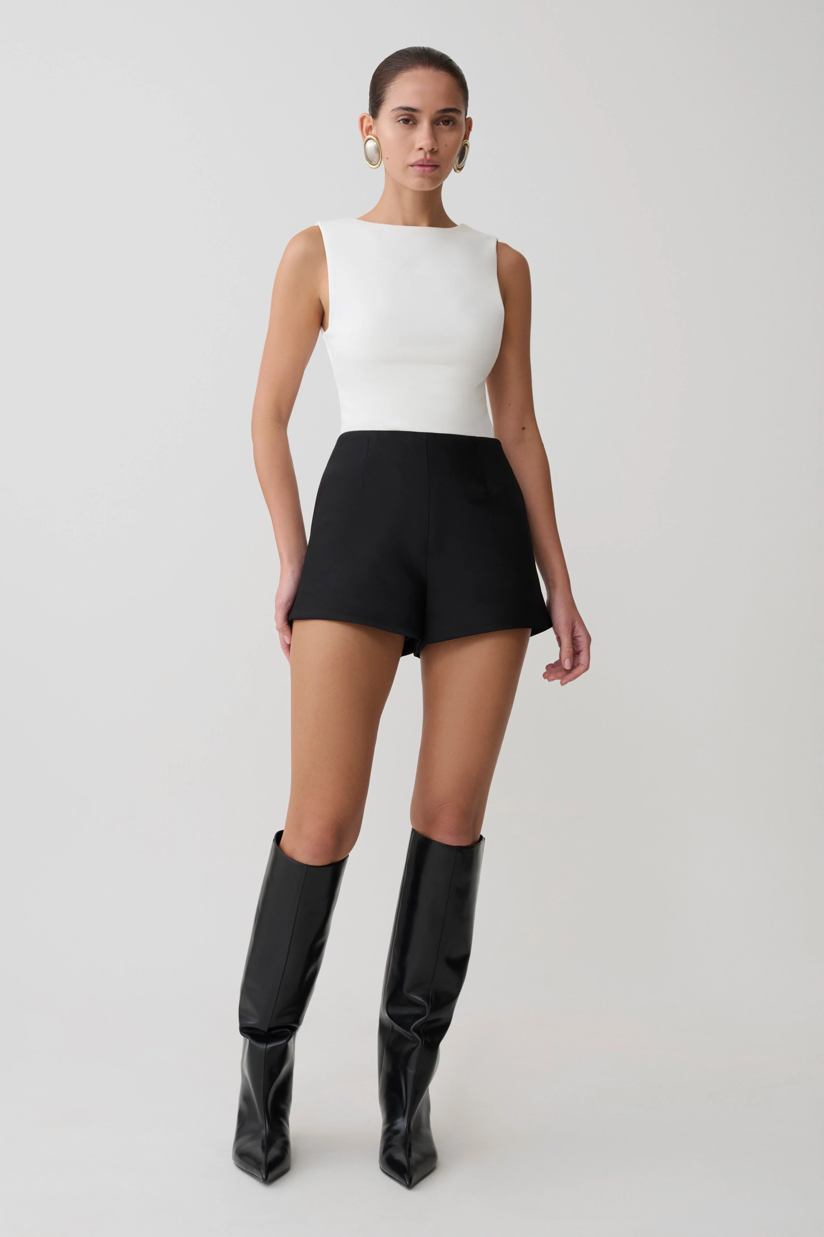 Kyra Open Back Scuba Crepe Top - White - Image 7