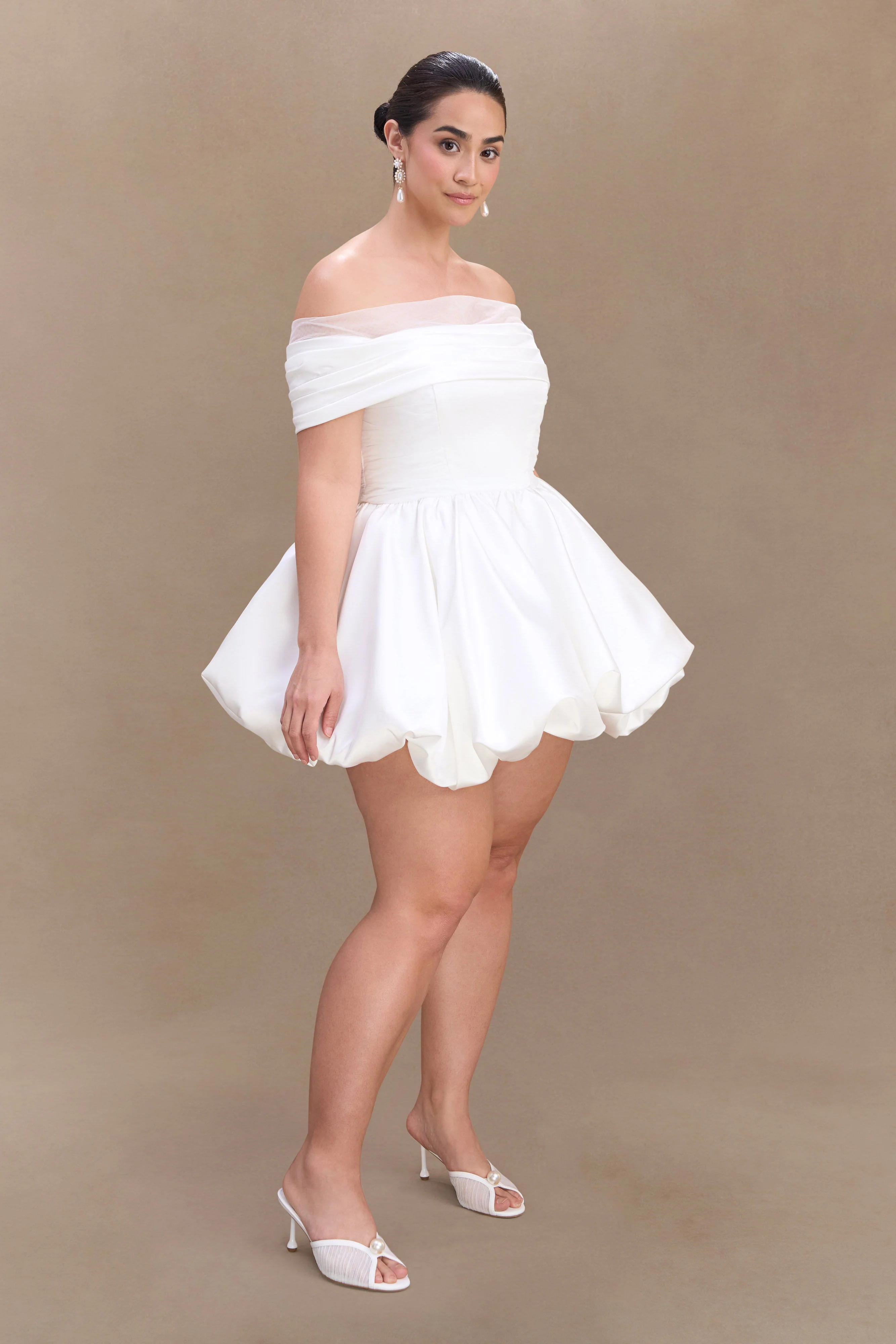 Lauretta Off Shoulder Mini Dress - White - Image 10