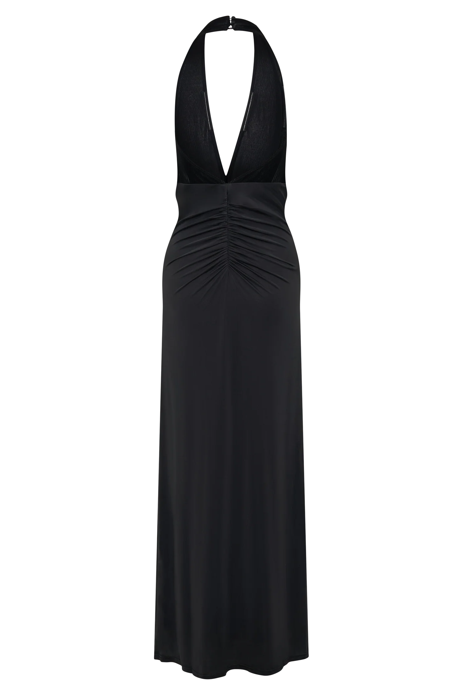 Lien Mesh Velvet Plunge Midi Dress - Black - Image 6
