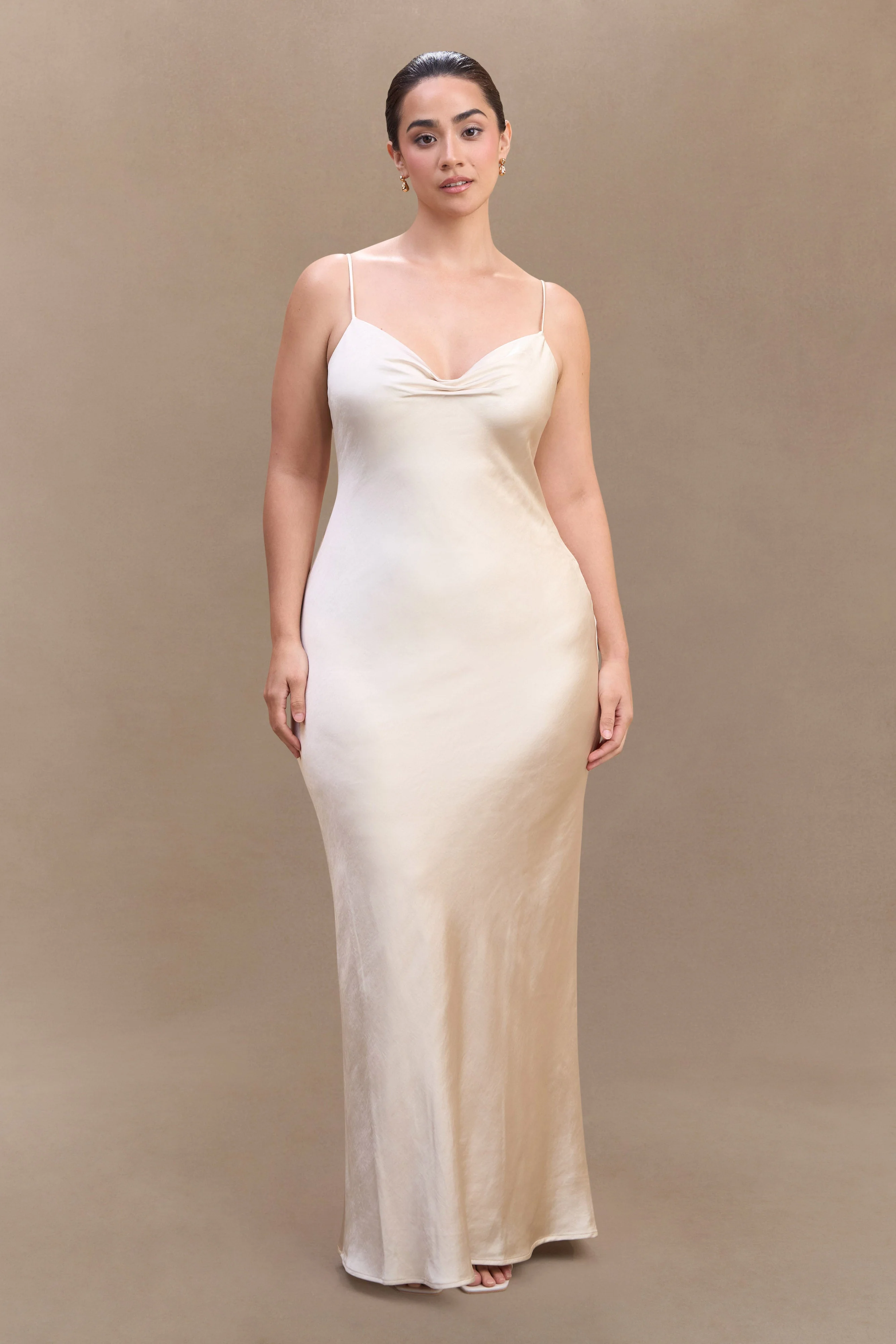 Lilly Sweetheart Satin Maxi Dress - Blush Gold - Image 4
