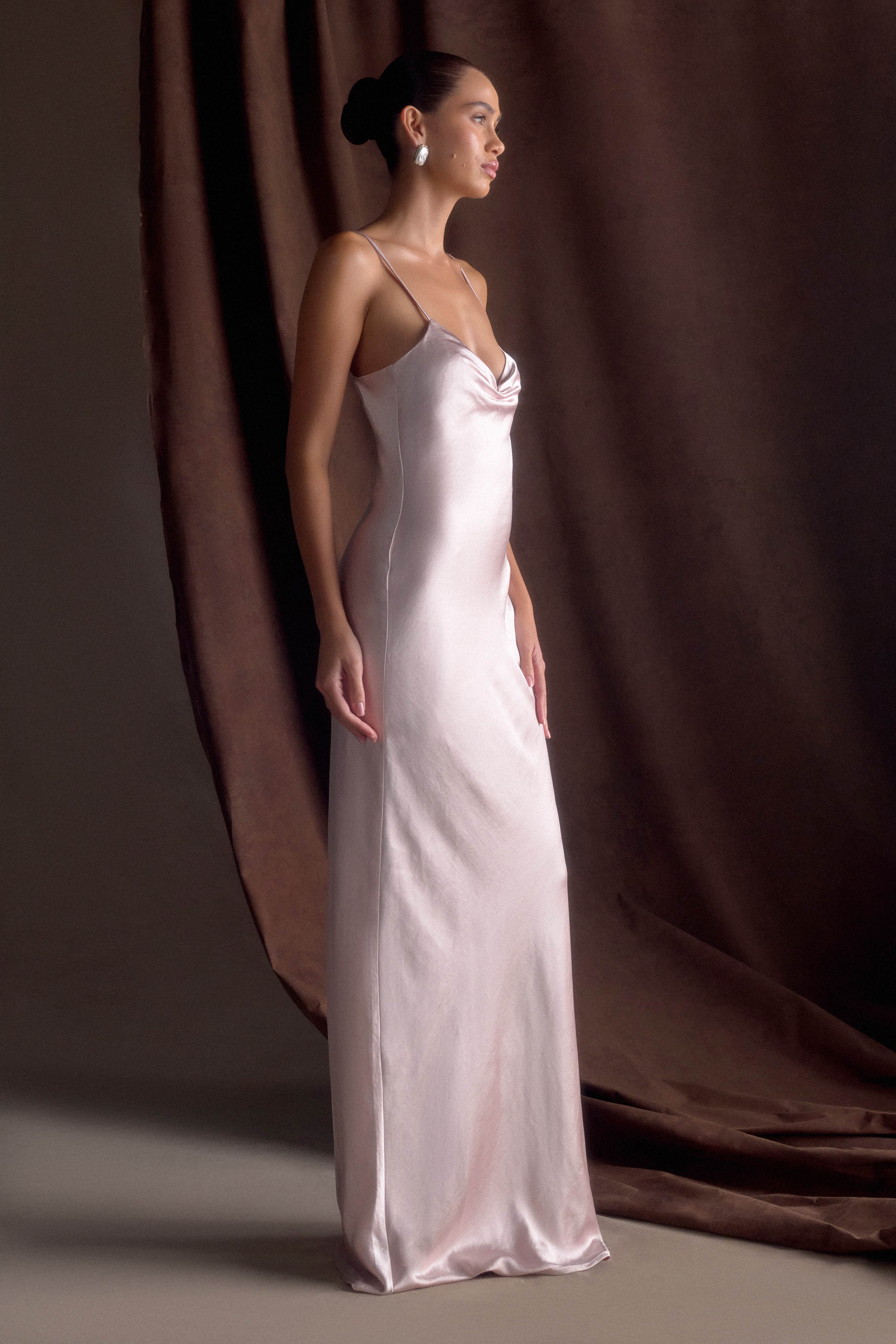 Lilly Sweetheart Satin Maxi Dress - Soft Pink - Image 8
