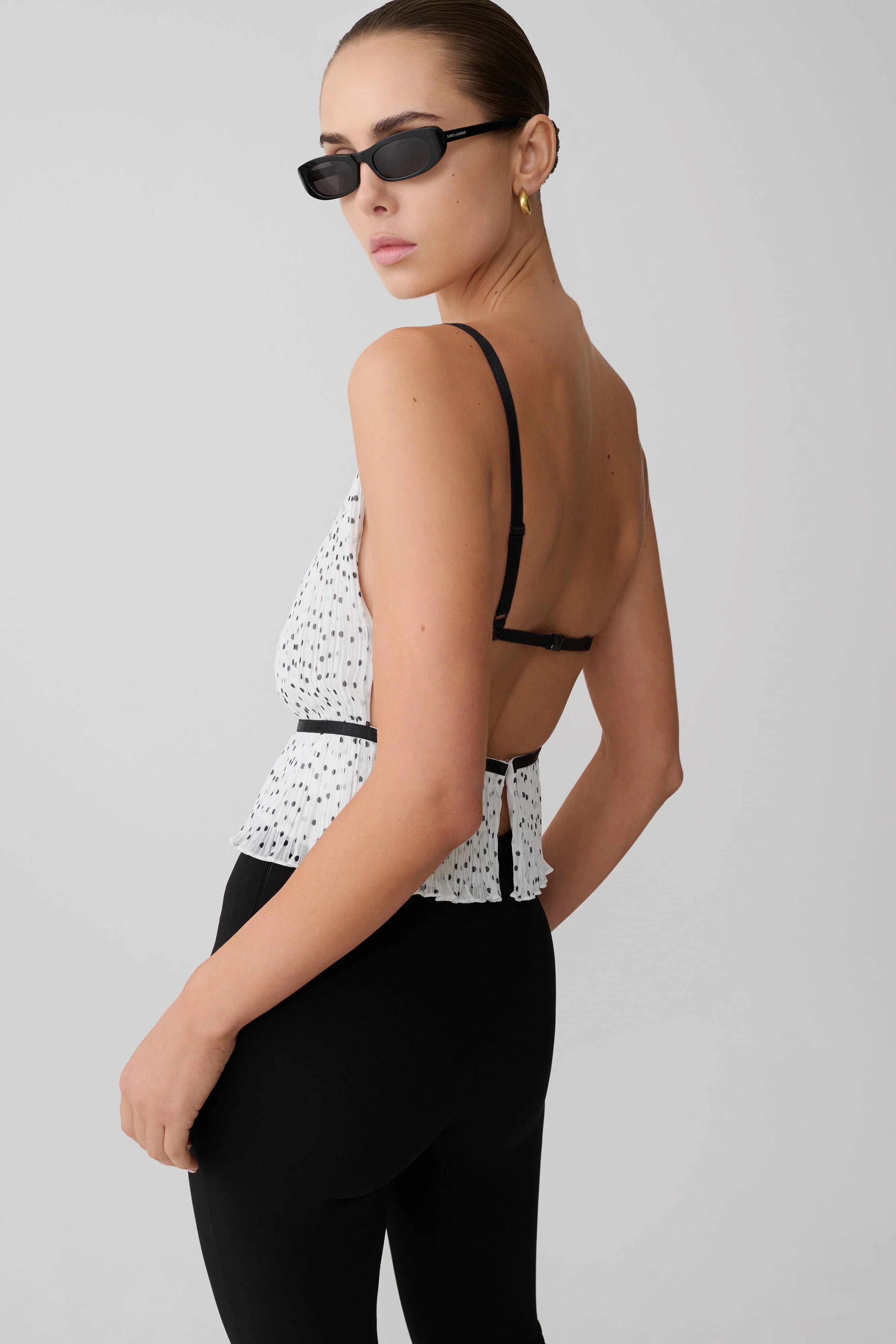 Lilou Pleated Sleeveless Top - Polka Dot - Image 3