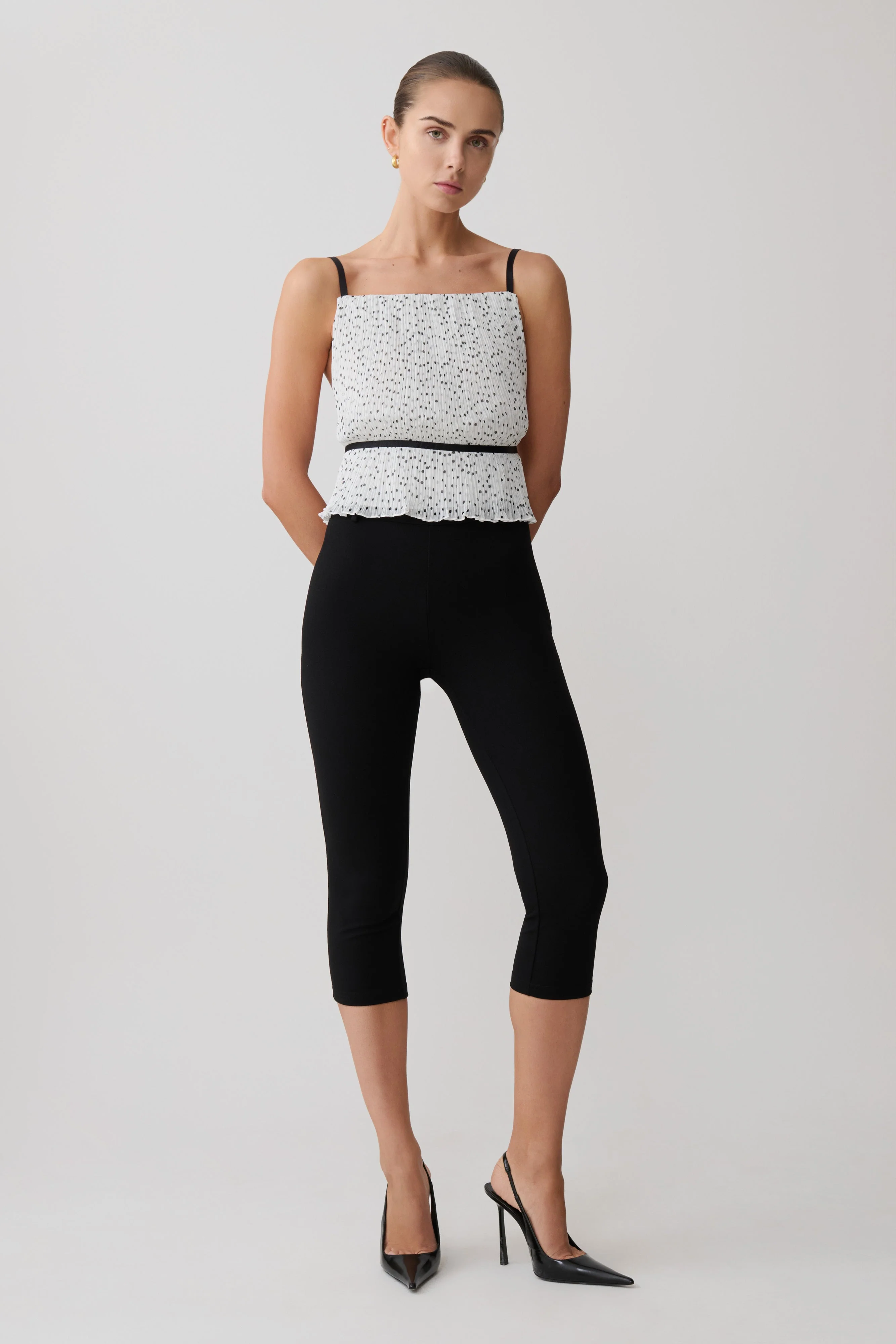 Lilou Pleated Sleeveless Top - Polka Dot - Image 5