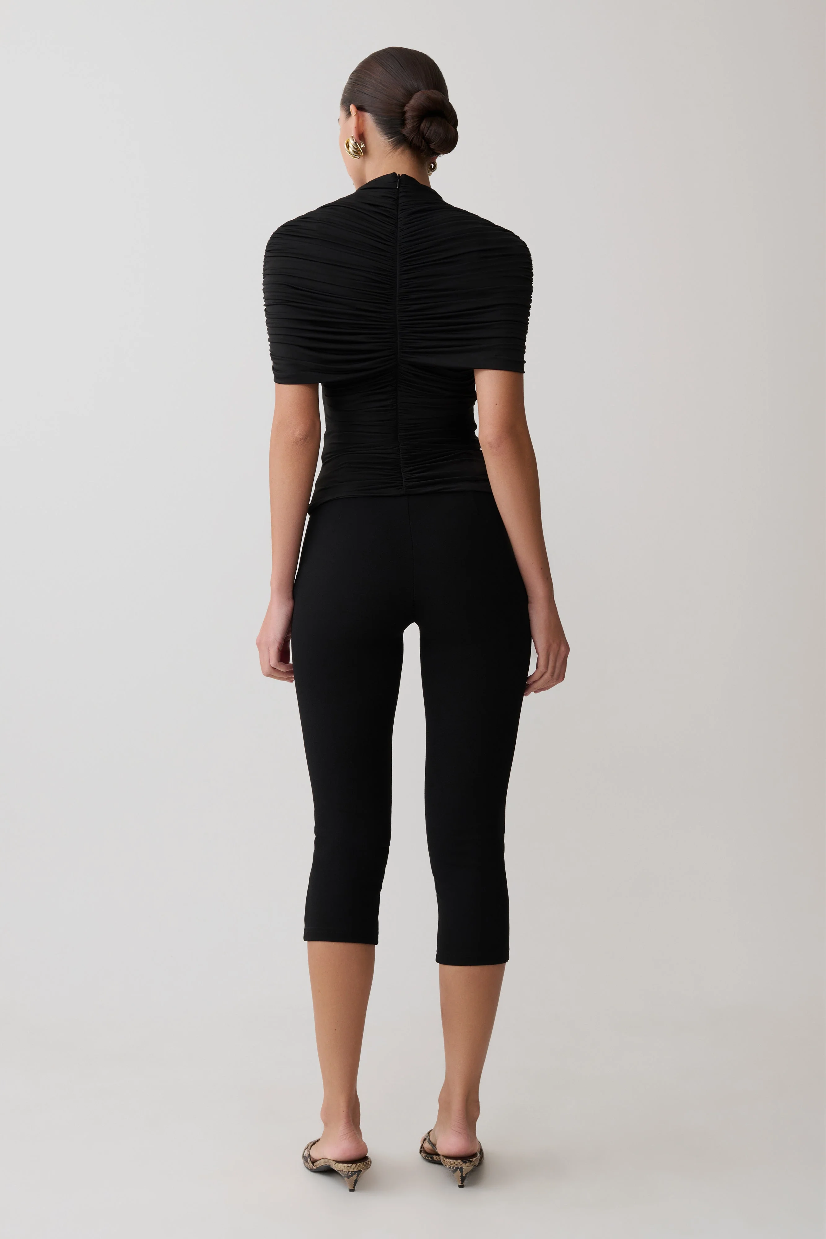 Linh Slinky High Neck Gathered Top - Black - Image 7