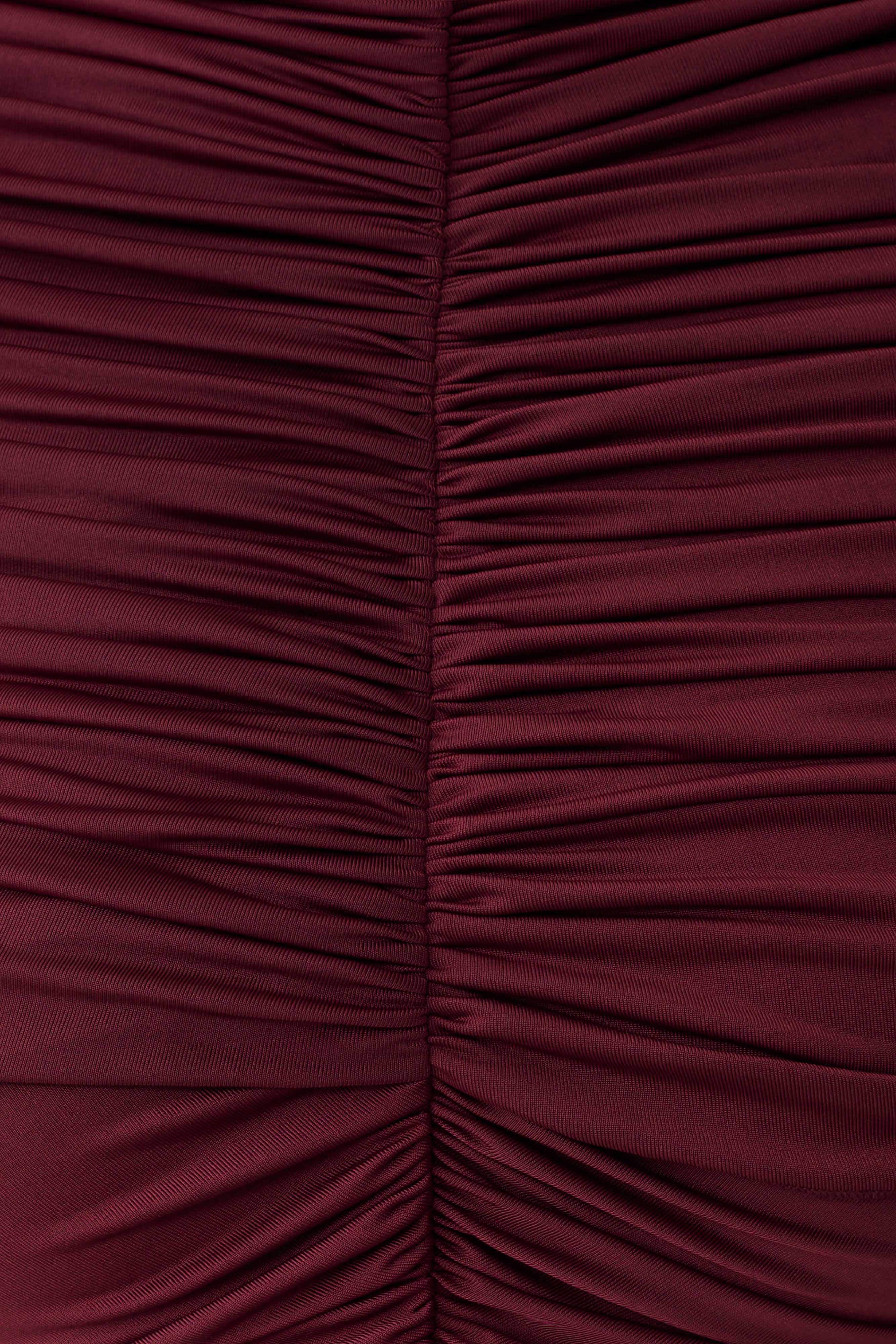 Linh Slinky High Neck Gathered Top - Mahogany - Image 8