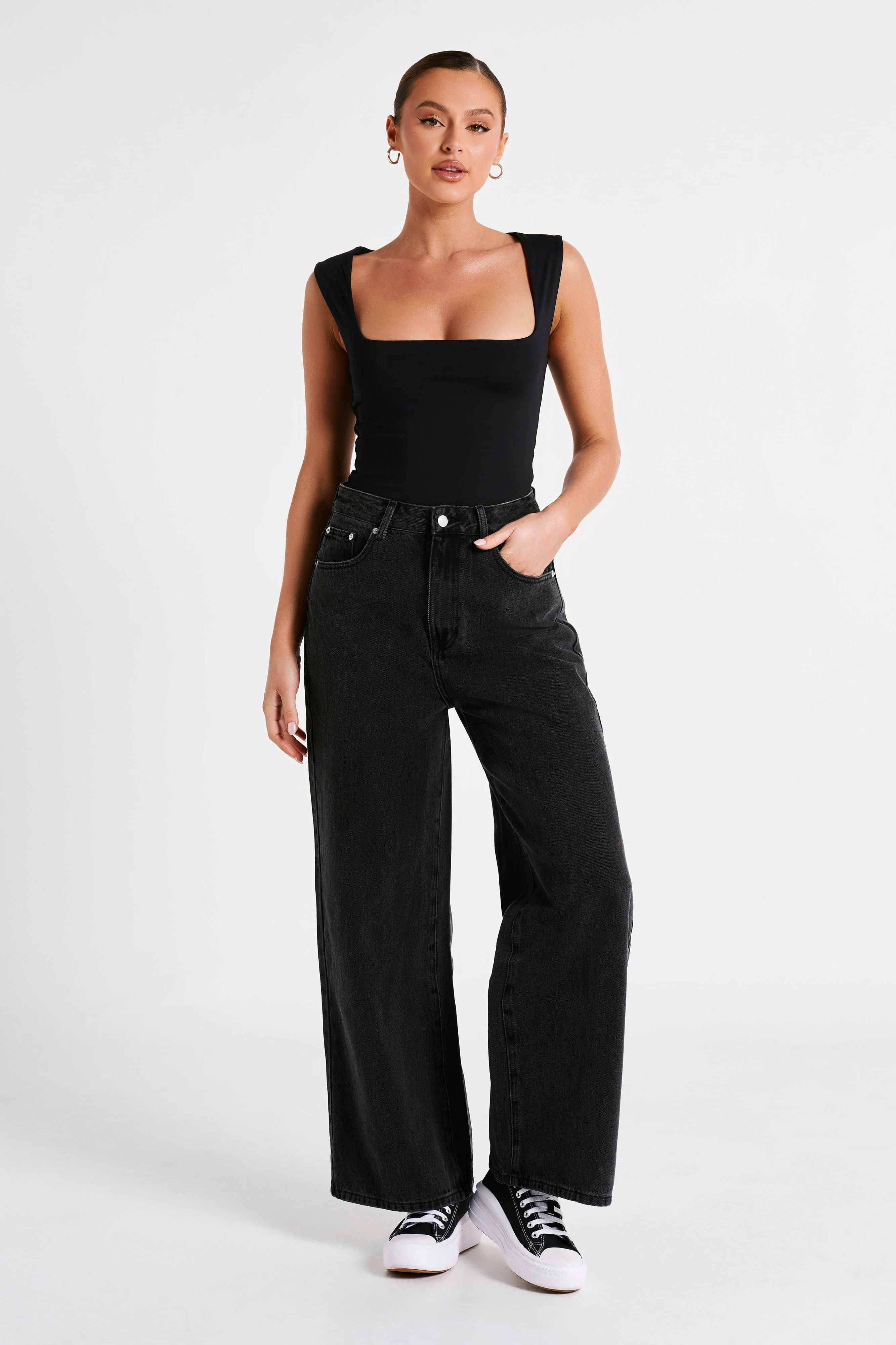 Linley Recycled Nylon Long Line Top - Black - Image 3