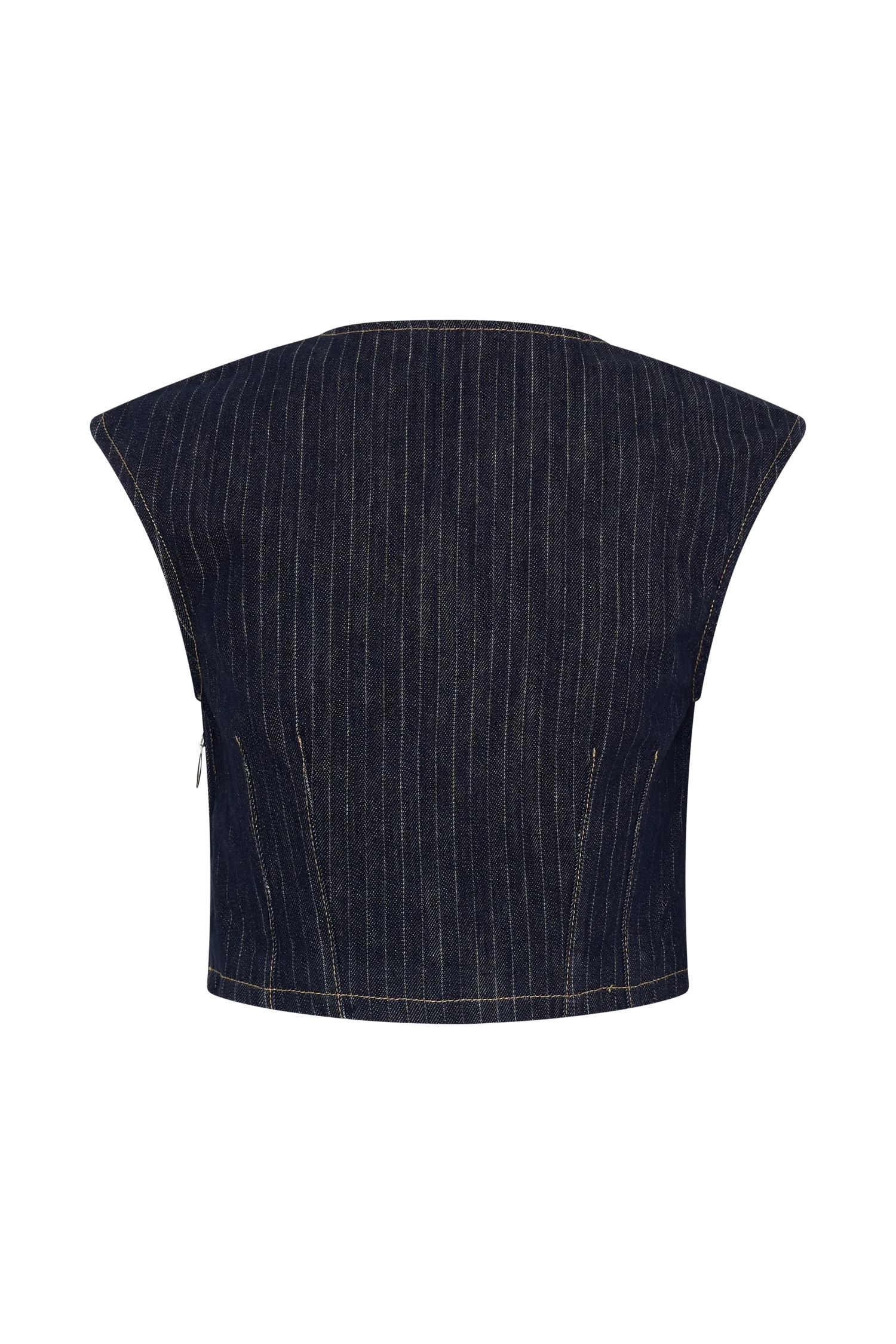 Loraine Sleeveless Denim Top - Indigo Pinstripe - Image 10