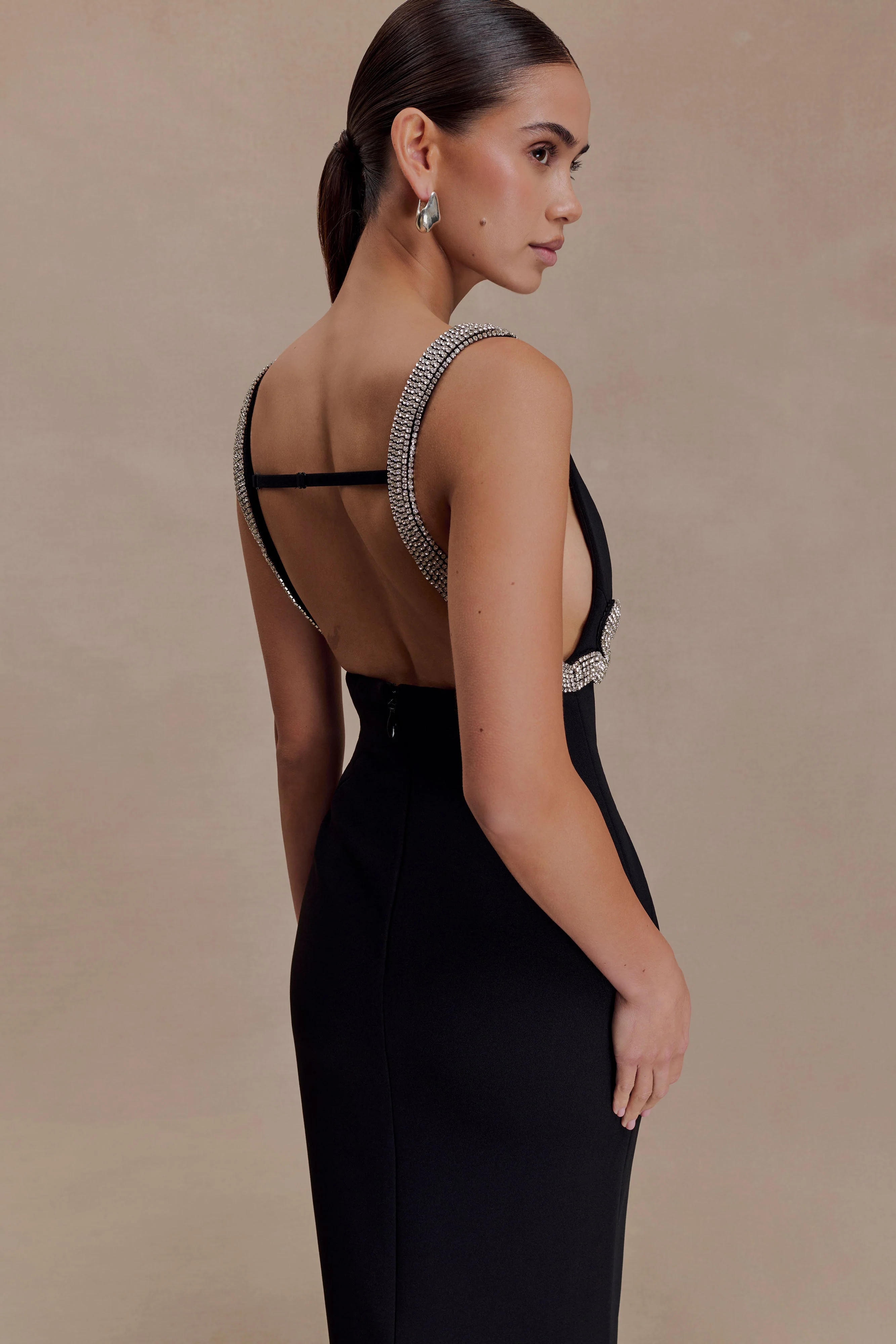 Lorde Embellished Crepe Maxi Dress - Black - Image 6