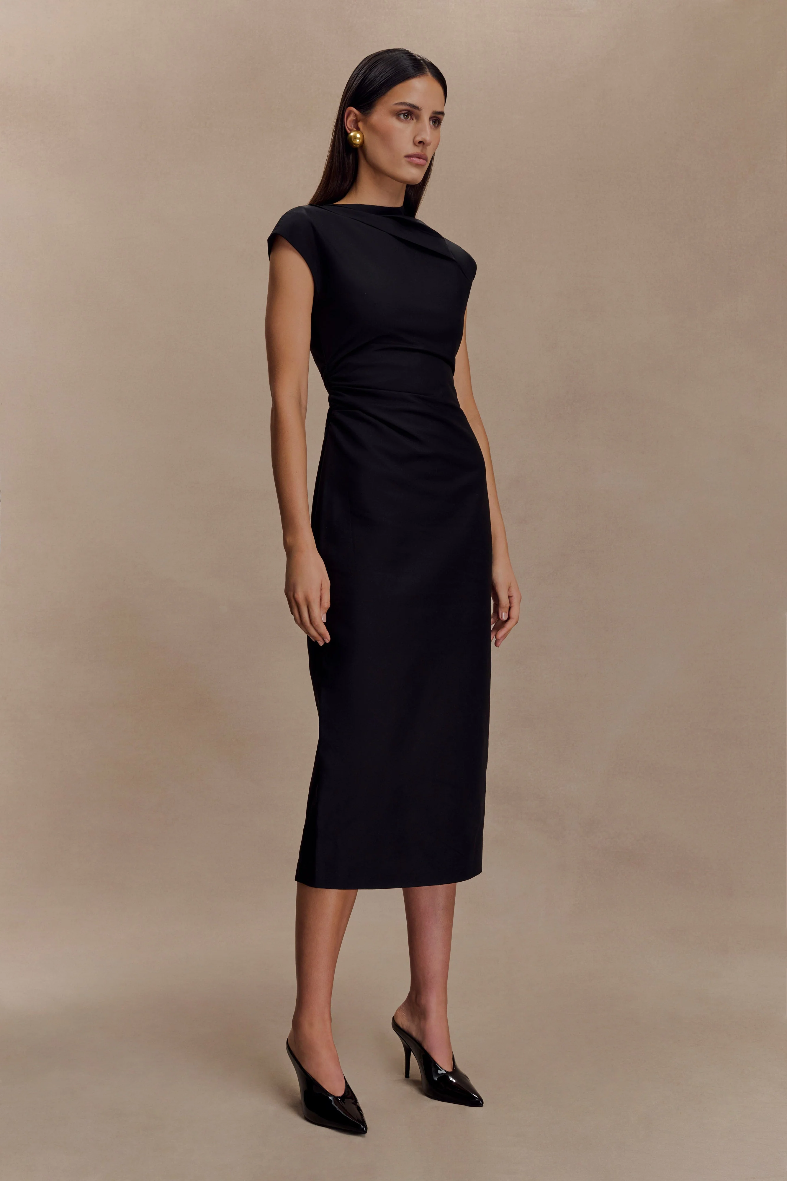 Lorena Cotton Midi Dress - Black - Image 4