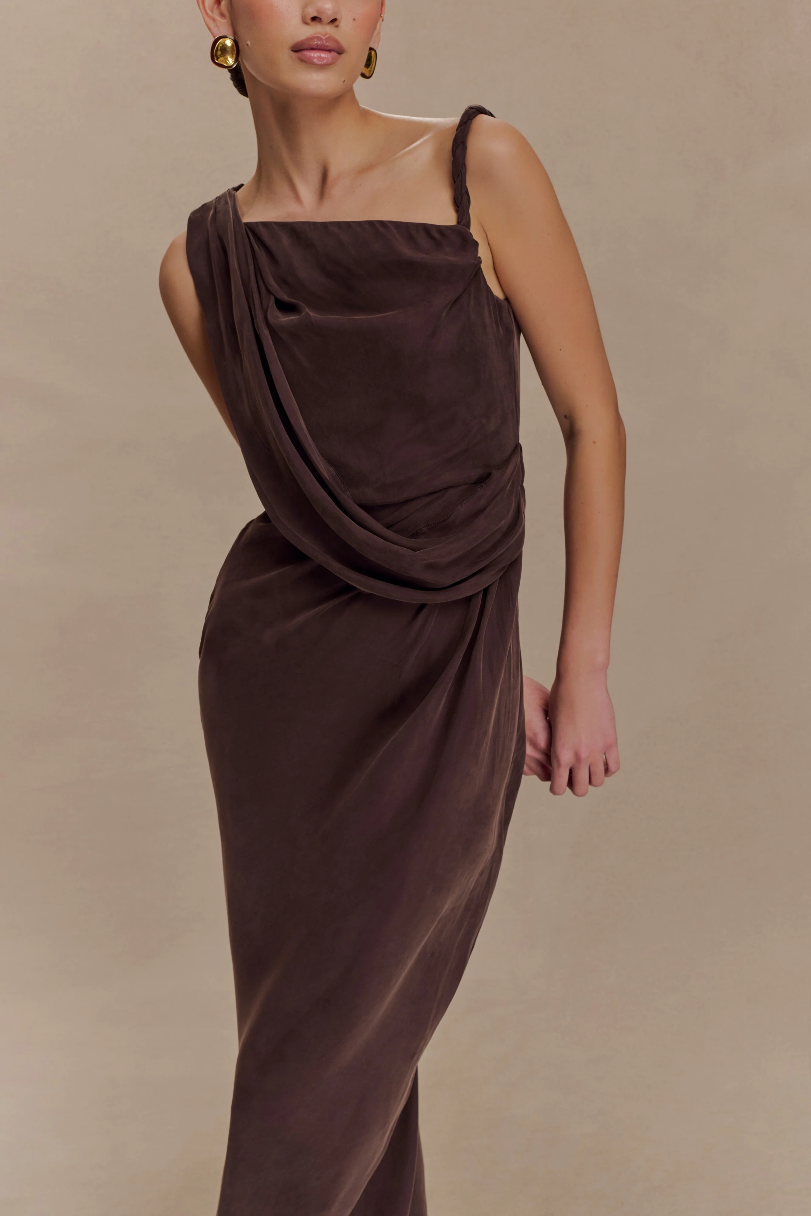 Lorieanne Draped Maxi Dress - Dark Chocolate - Image 6