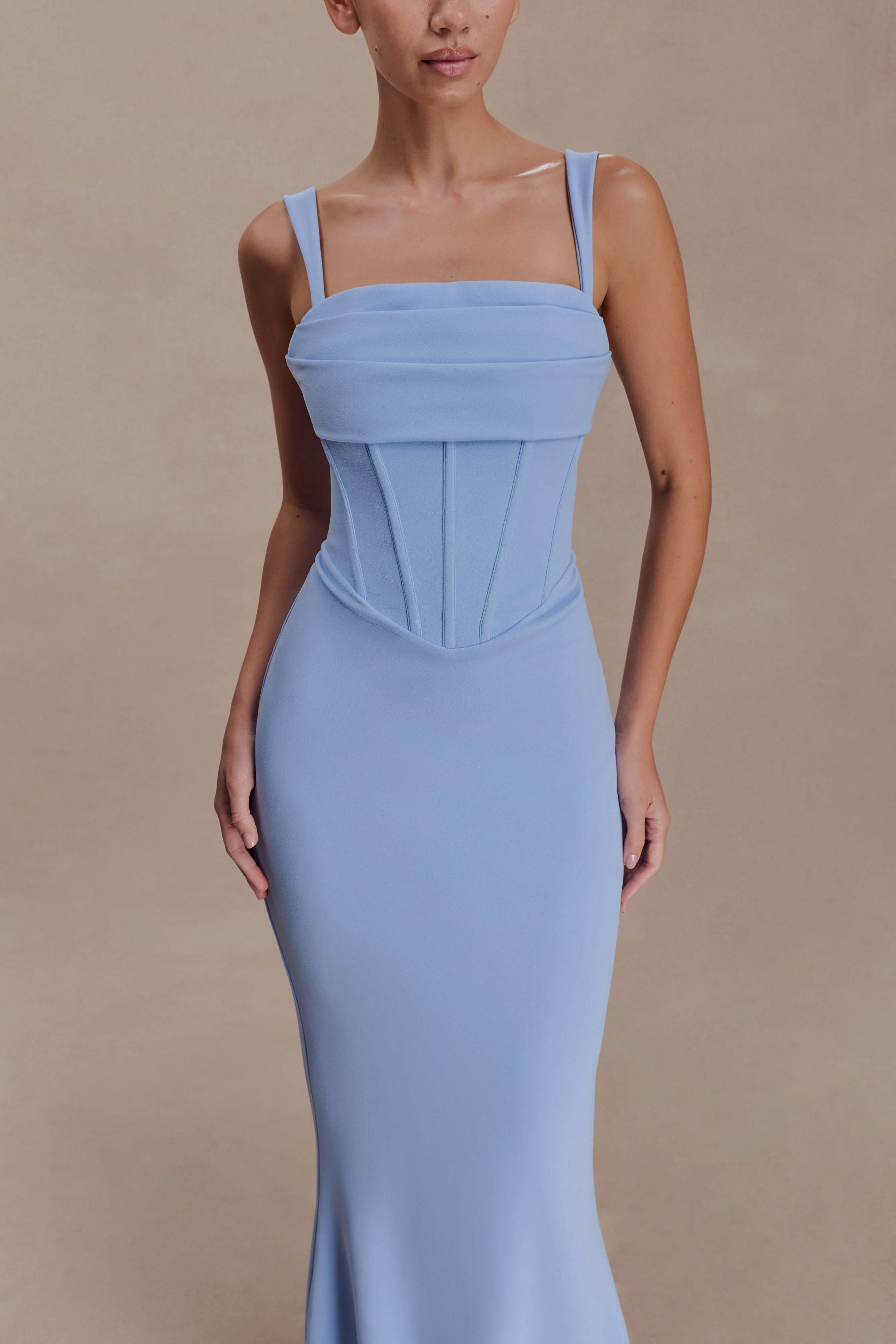 Luella Crepe Corset Maxi Dress - Cornflower Blue - Image 3