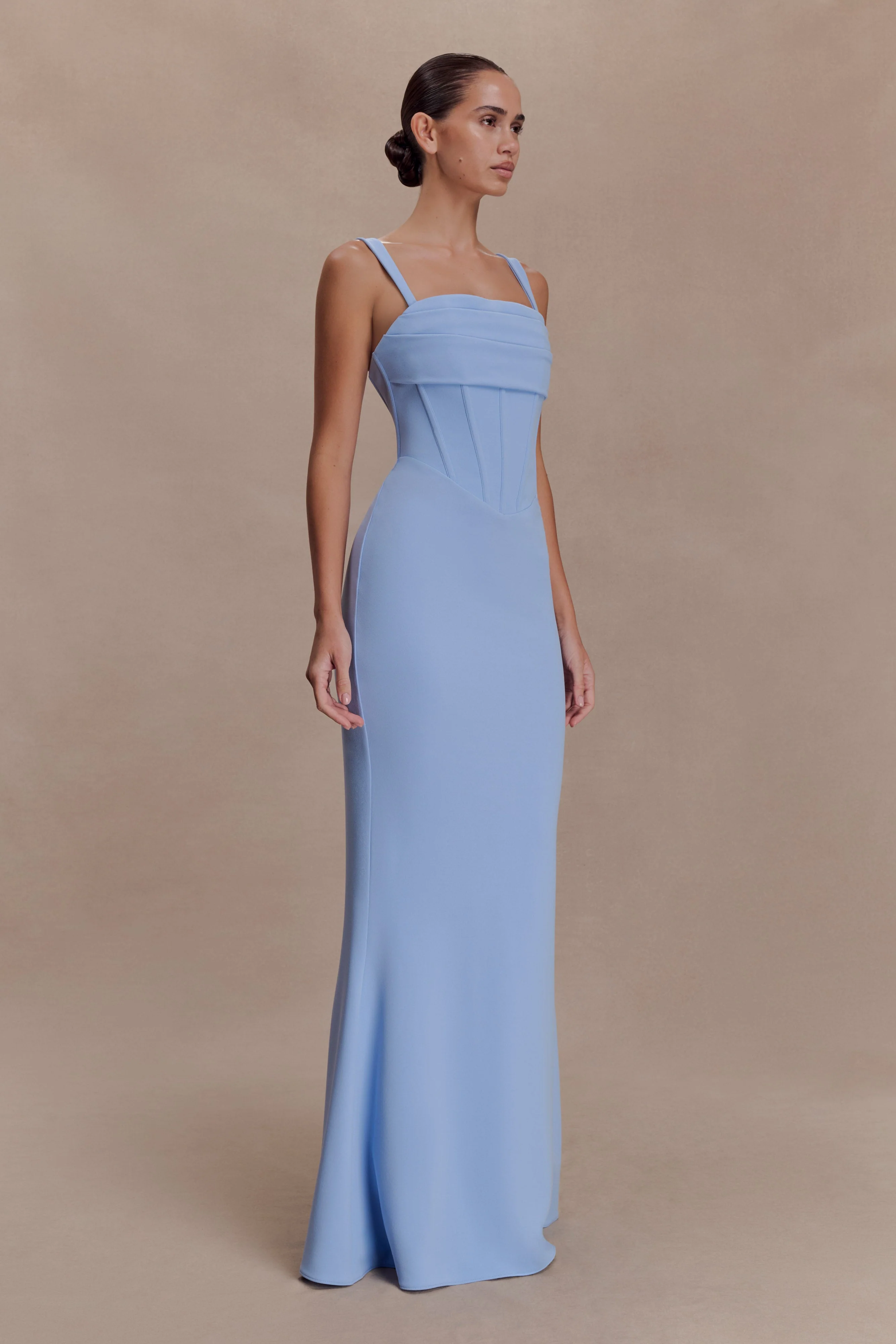 Luella Crepe Corset Maxi Dress - Cornflower Blue - Image 4