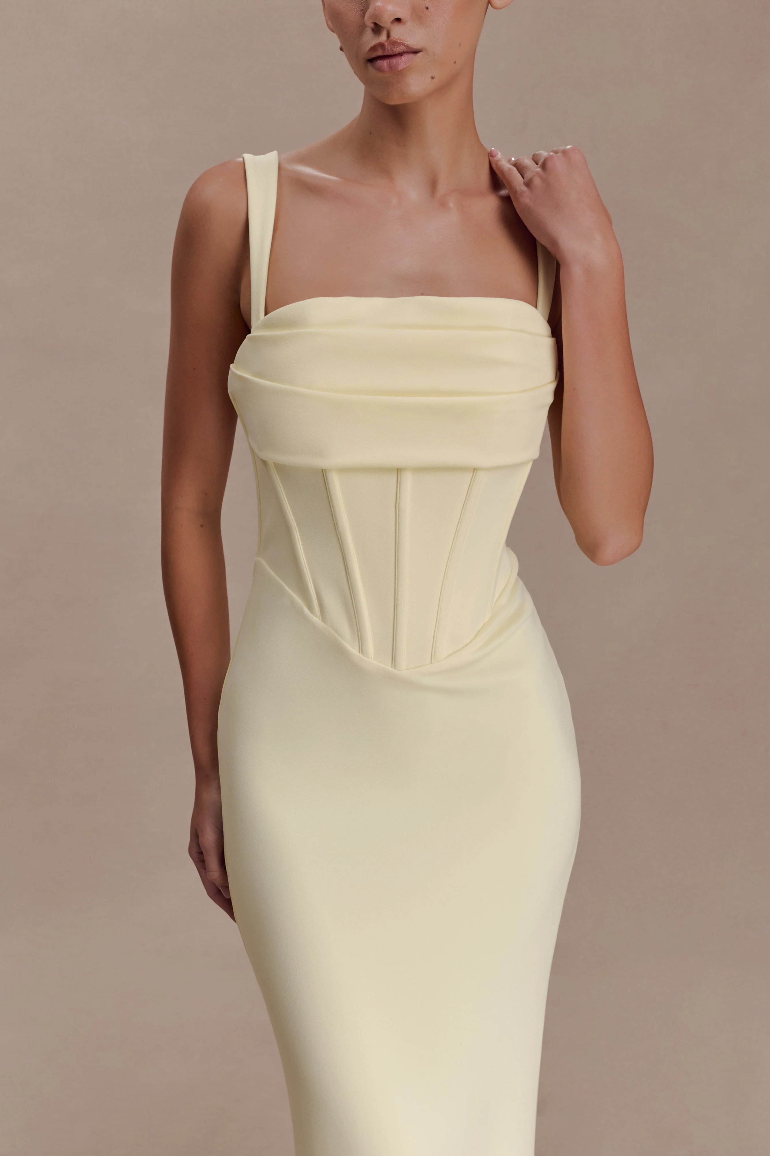 Luella Crepe Corset Maxi Dress - Lemon - Image 3
