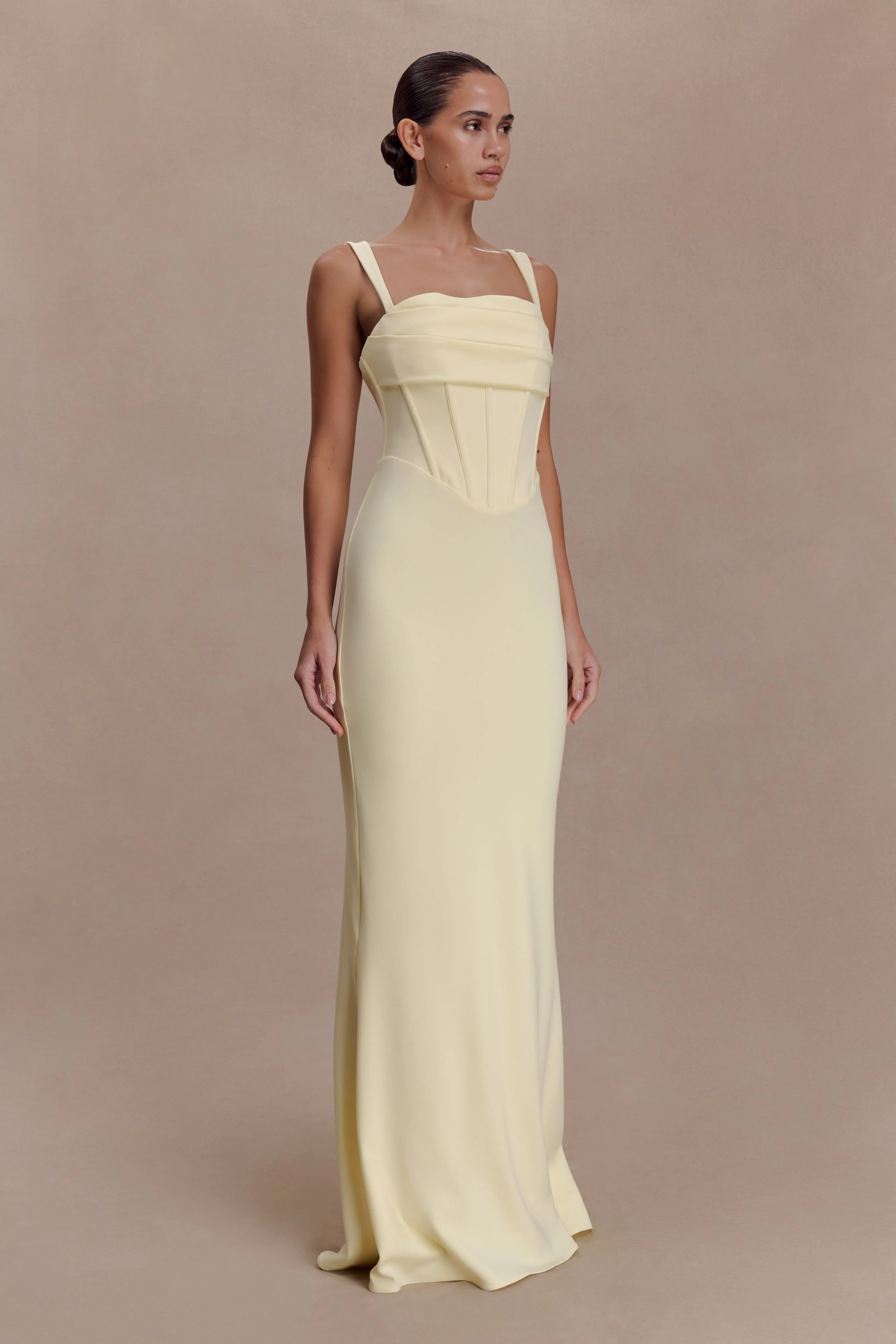 Luella Crepe Corset Maxi Dress - Lemon - Image 4