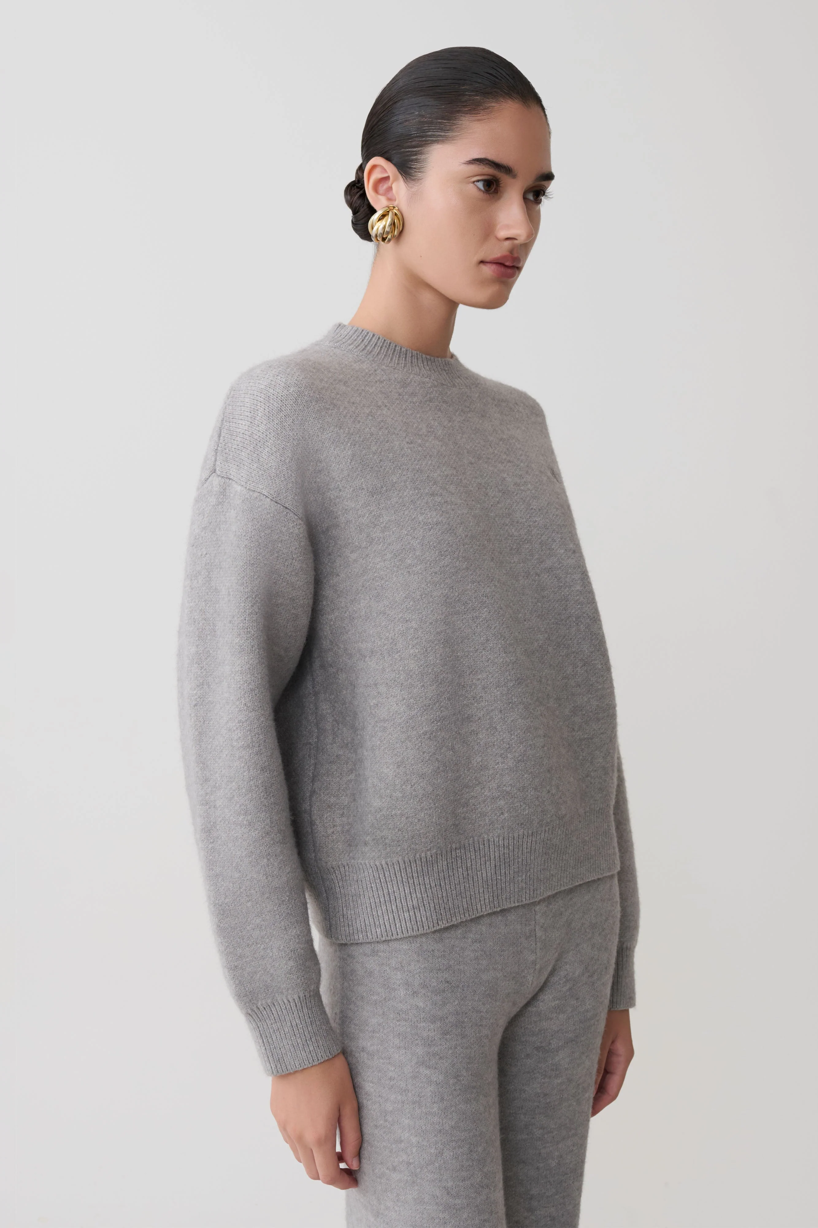 Lulu Oversized Knit Jumper - Grey Marle - Image 3