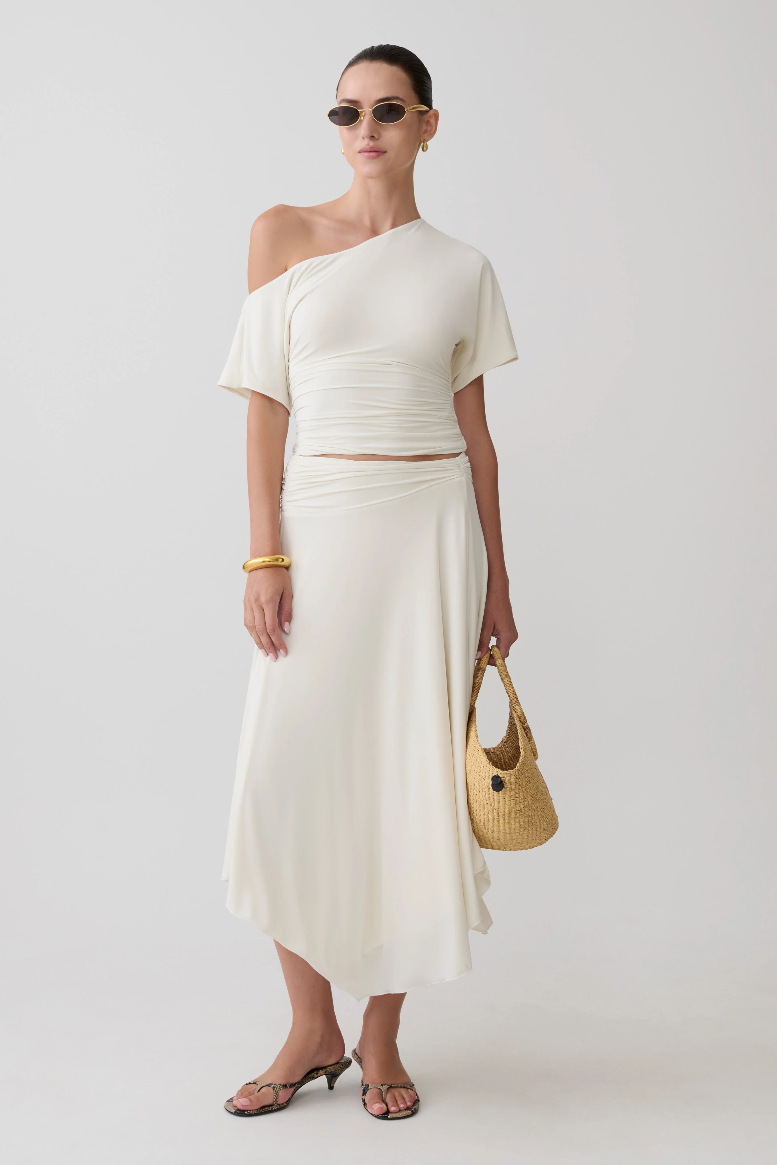 Luu Off Shoulder Slinky Top - Ivory - Image 6