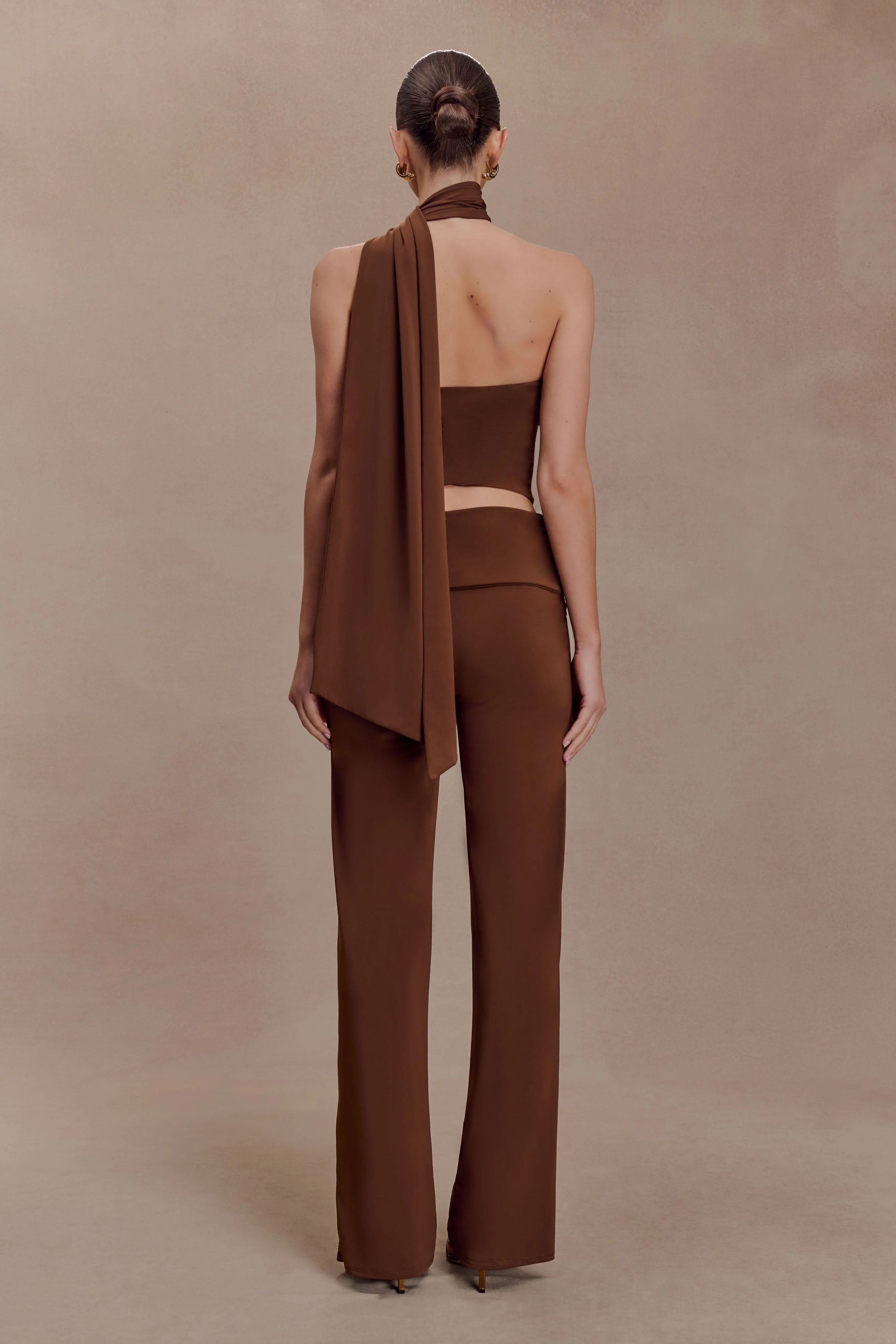 Lydia Slinky Asymmetrical Halter Top - Chocolate - Image 5