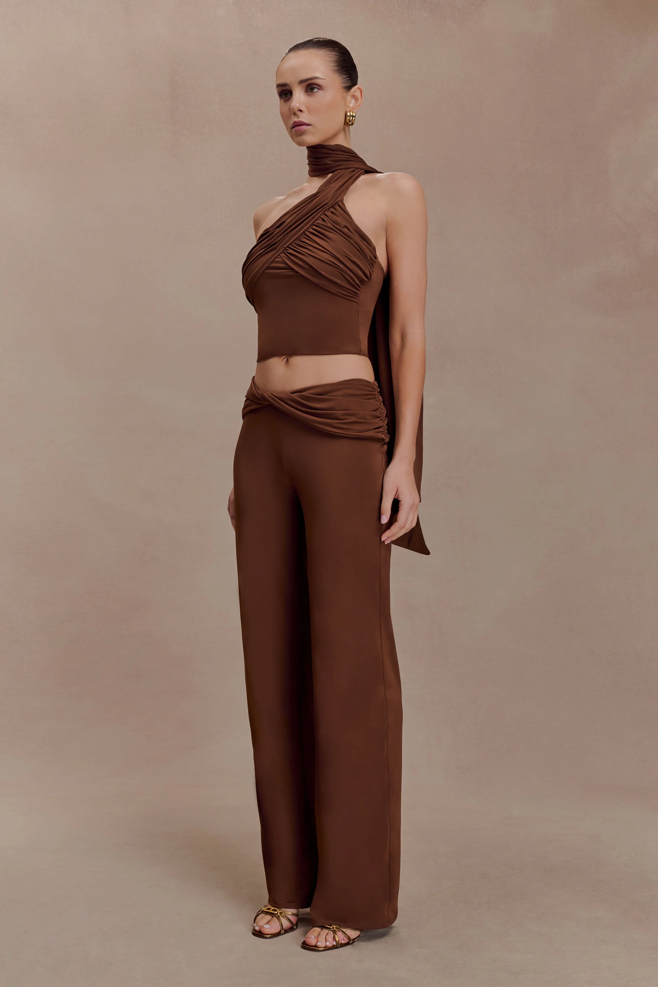 Lydia Slinky Straight Leg Pants - Chocolate - Image 3
