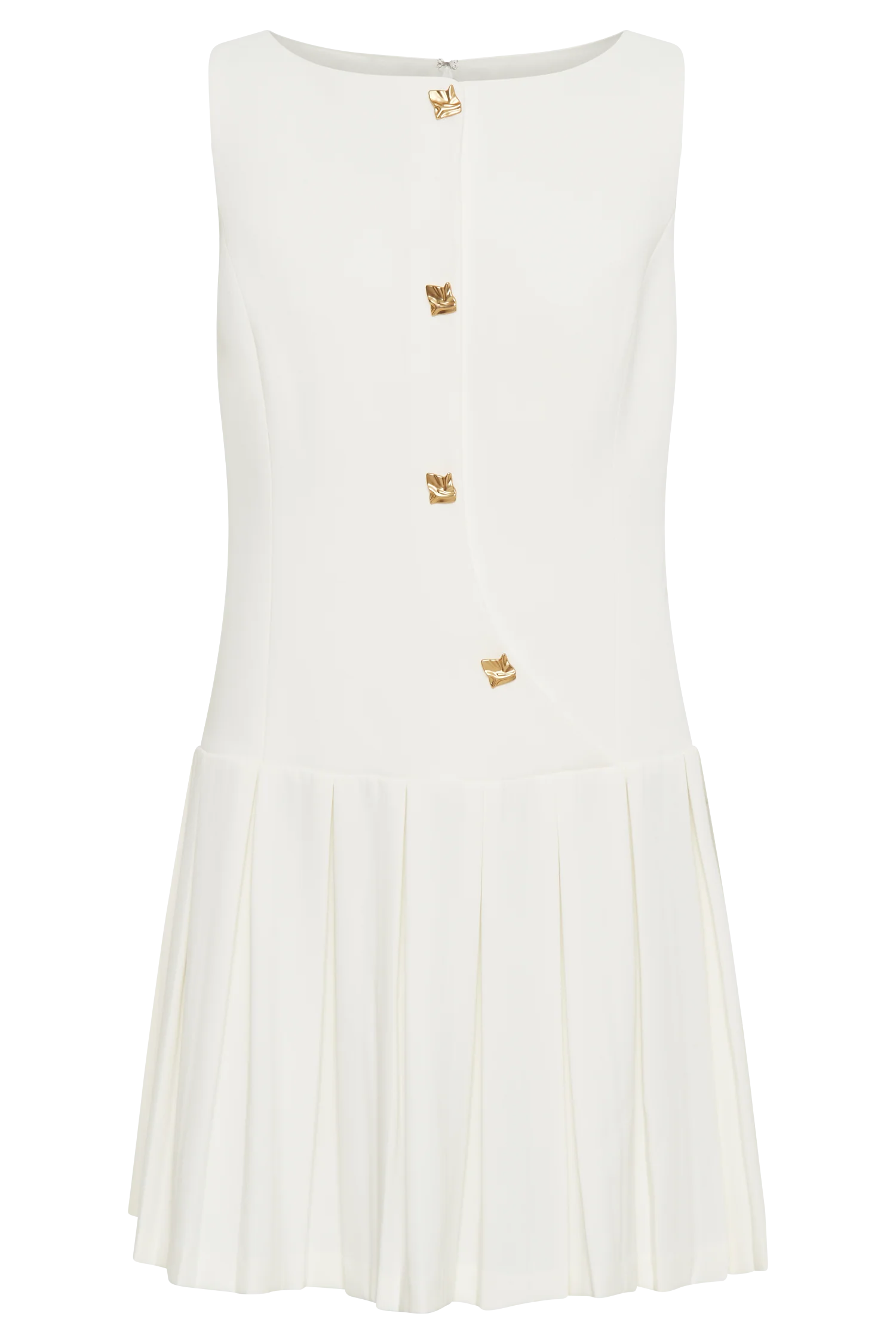Mackenzie Sleeveless Pleated Mini Dress - Ivory - Image 7