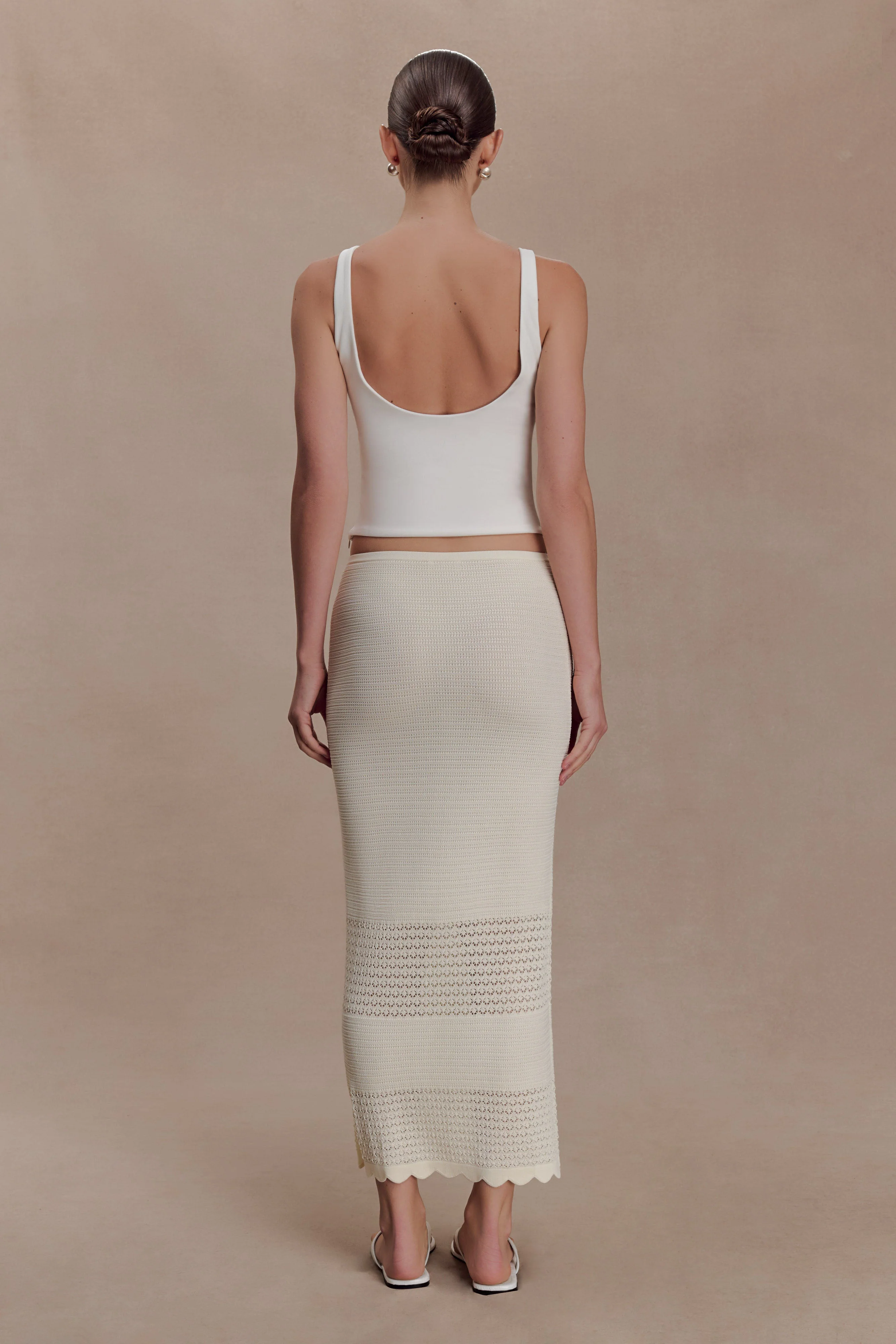 Madeline Scallop Knit Midi Skirt - Ivory - Image 7