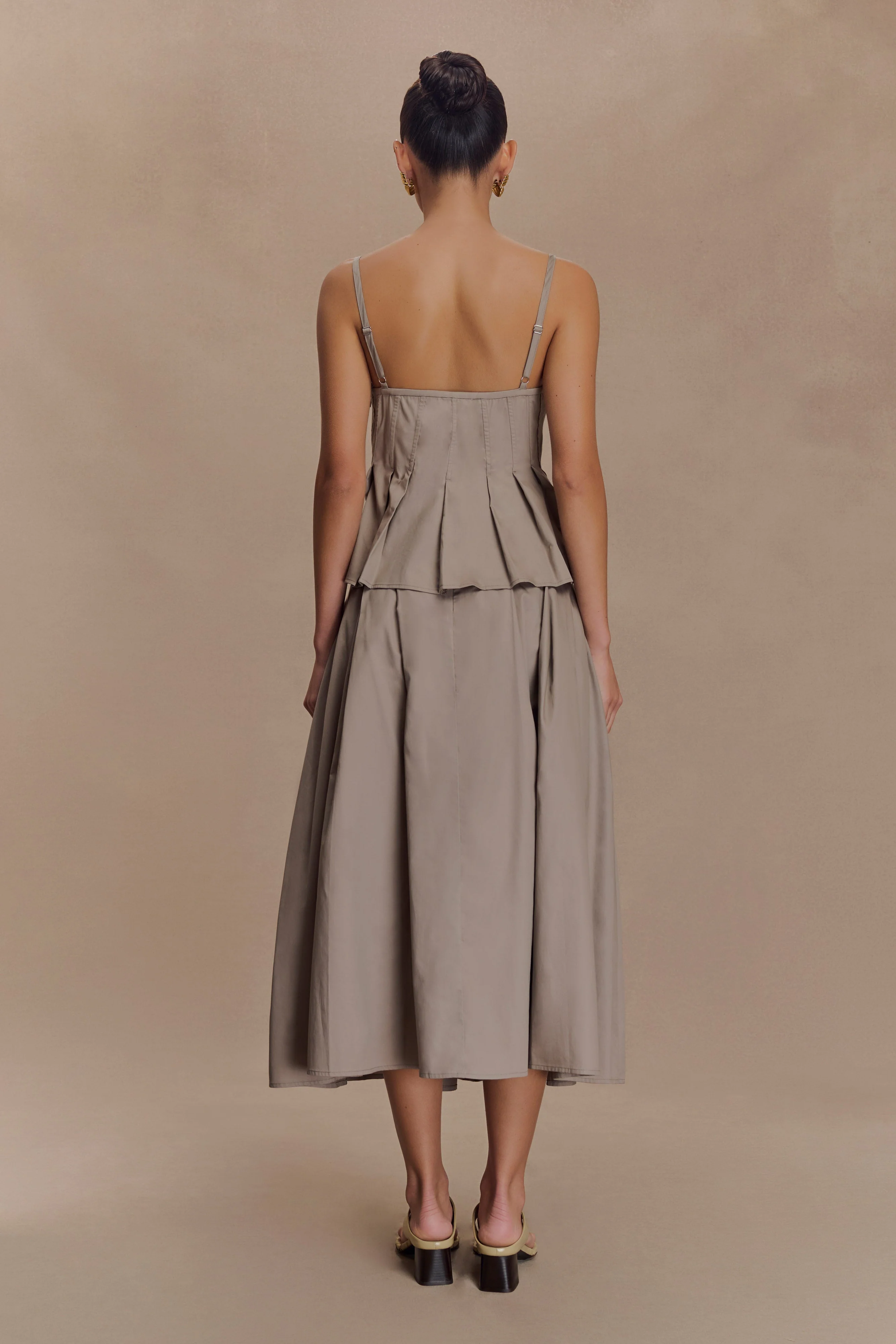 Mae A-Line Midi Skirt - Pebble Brown - Image 2