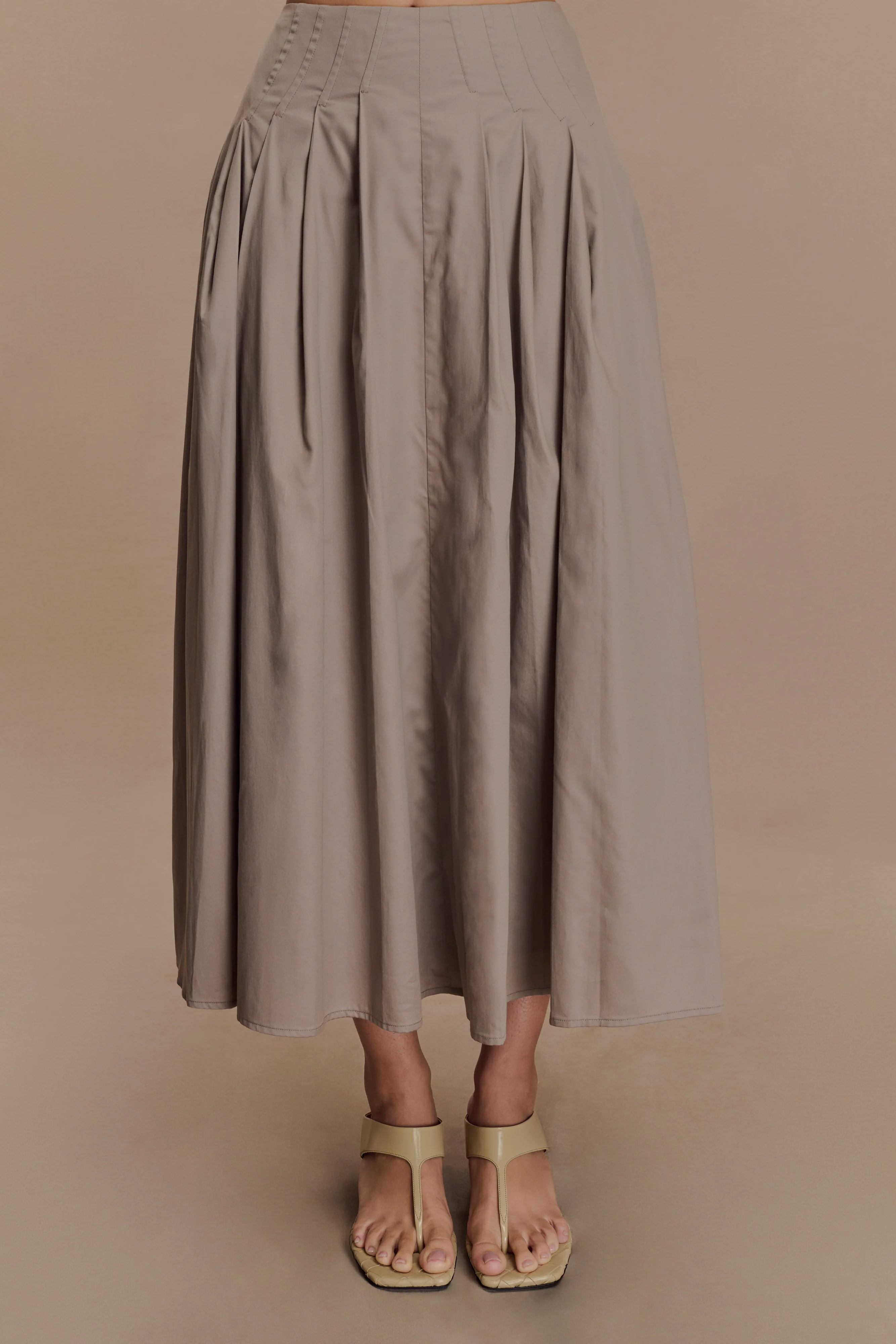 Mae A-Line Midi Skirt - Pebble Brown - Image 4