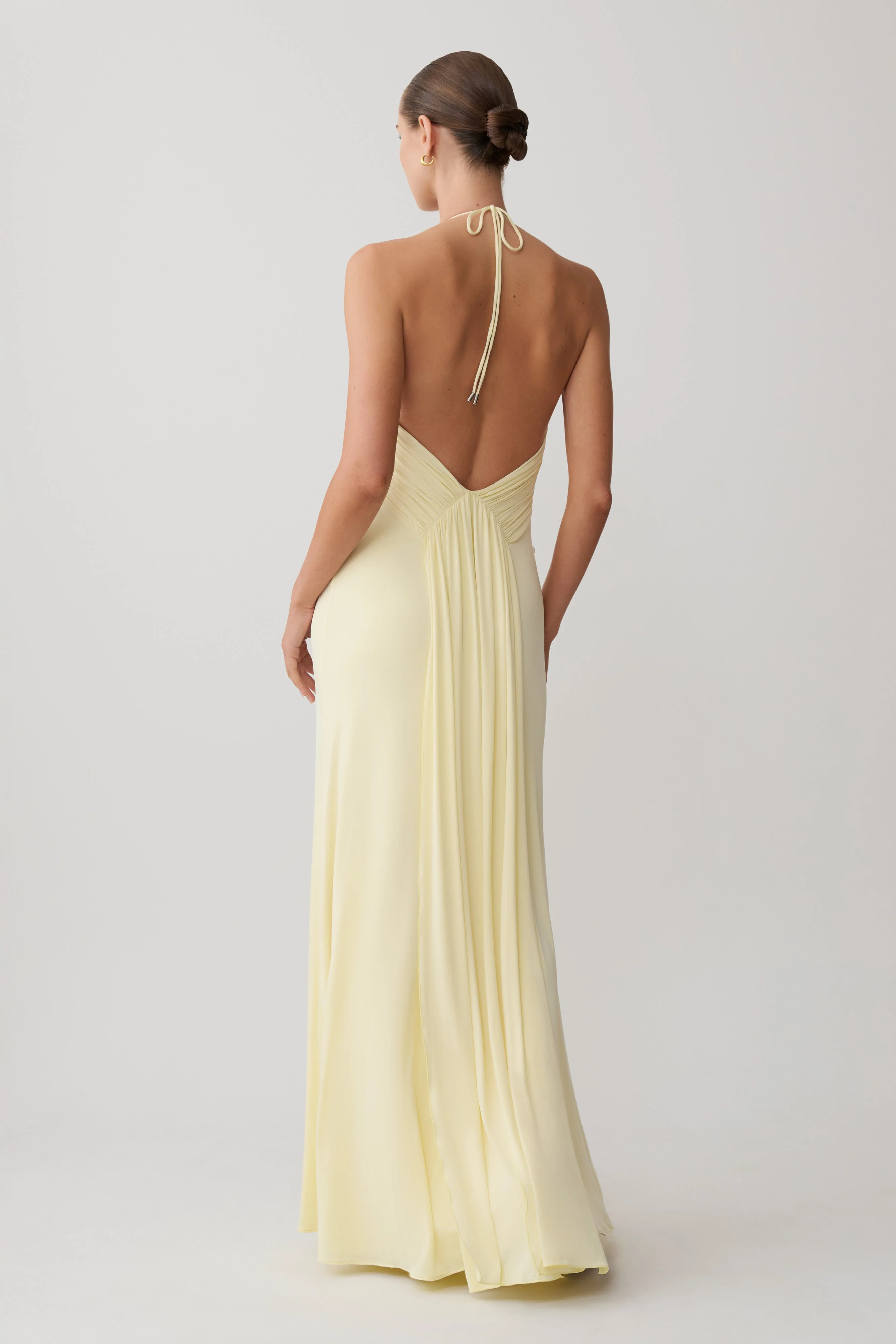 Maely Gathered Slinky Maxi Dress - Lemon - Image 2