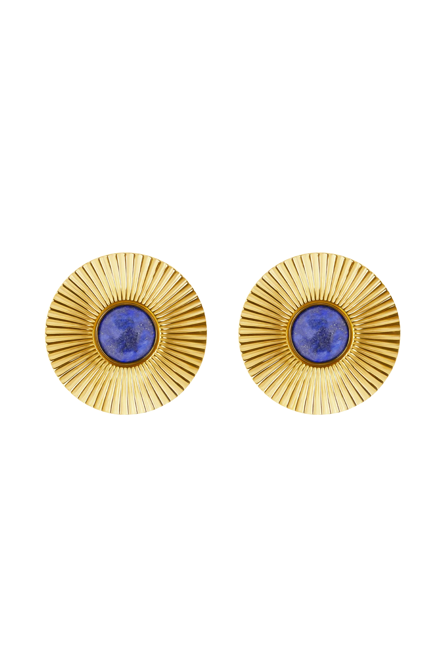 Maisie Round Gemstone Earrings - Gold - Image 6